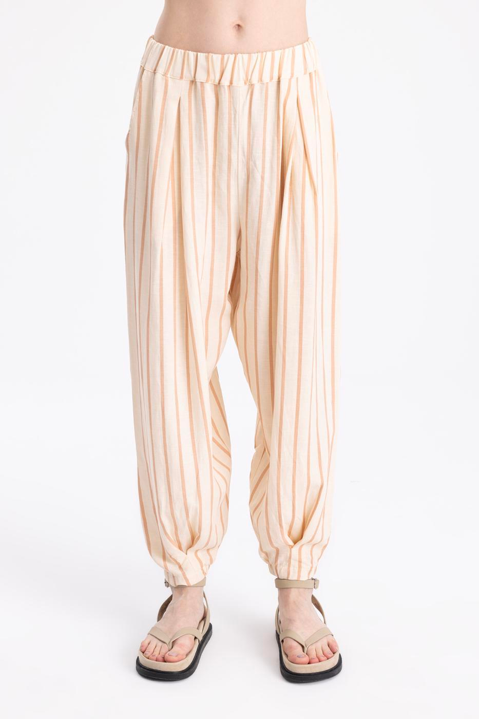 Striped Linen Carrot Pants