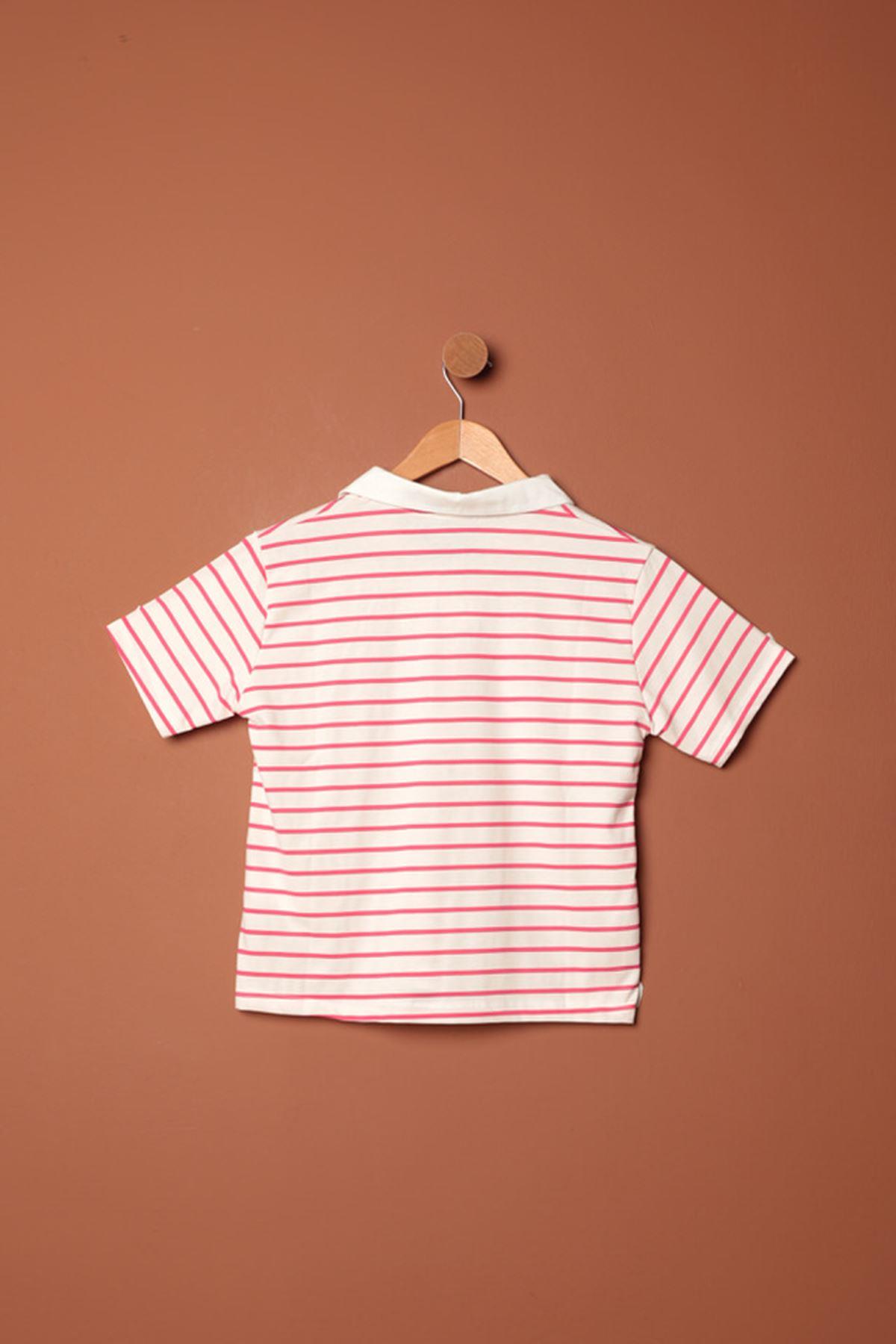 Striped Women's T-Shirt-Fuchsia