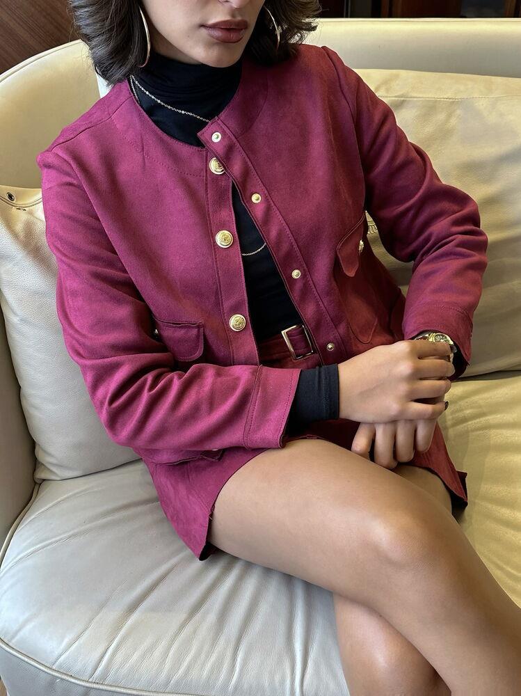 Suet Cepli Toptan Ceket - Bordo | TOPSHOW