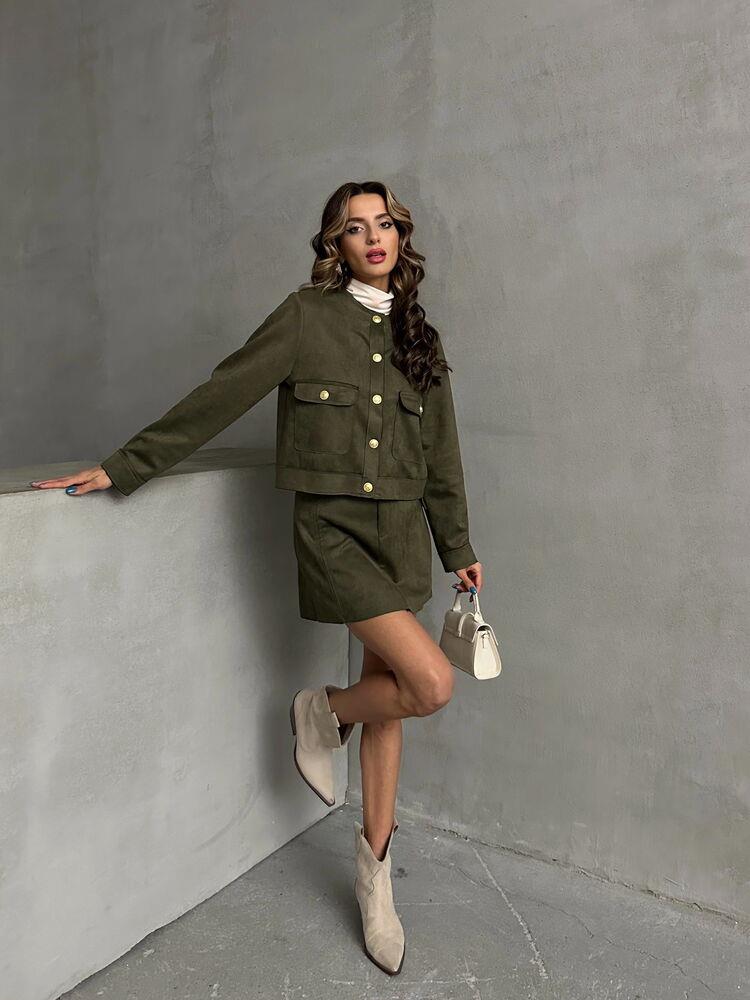 Suet Cepli Toptan Ceket - Haki | TOPSHOW