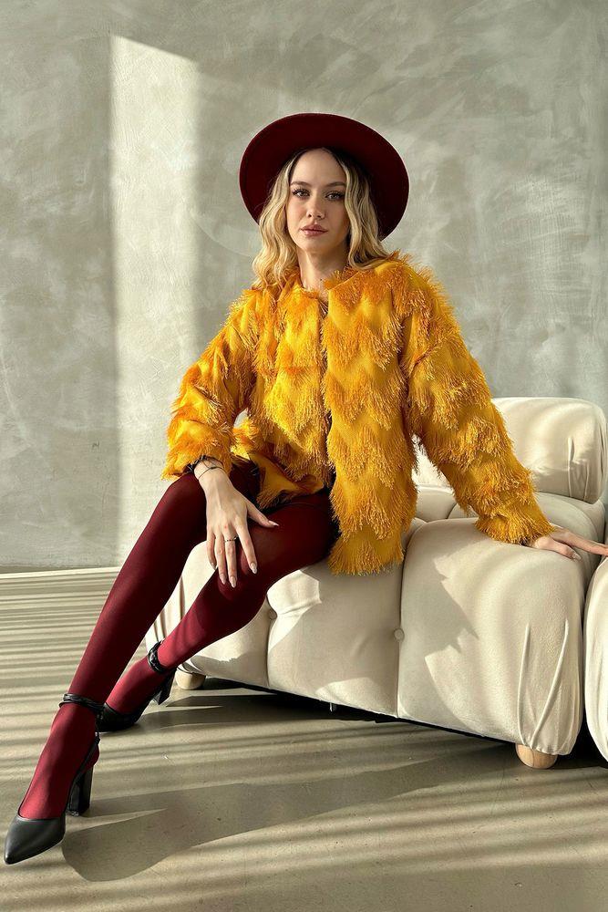 Suni Kürk Toptan Ceket - Hardal | TOPSHOW