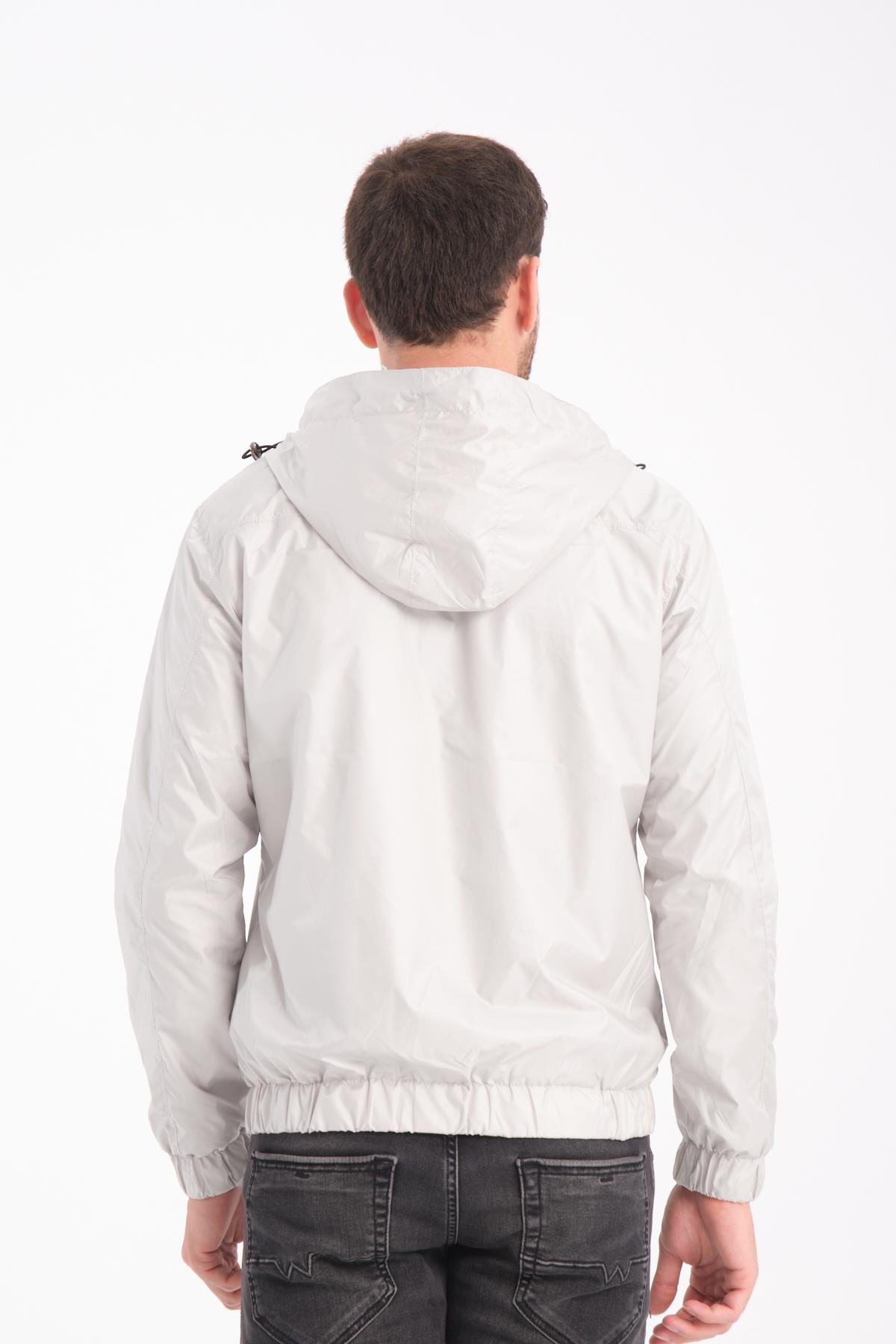 Wholesale Beige Hooded Jersey Lined Spring Jacket 4079T