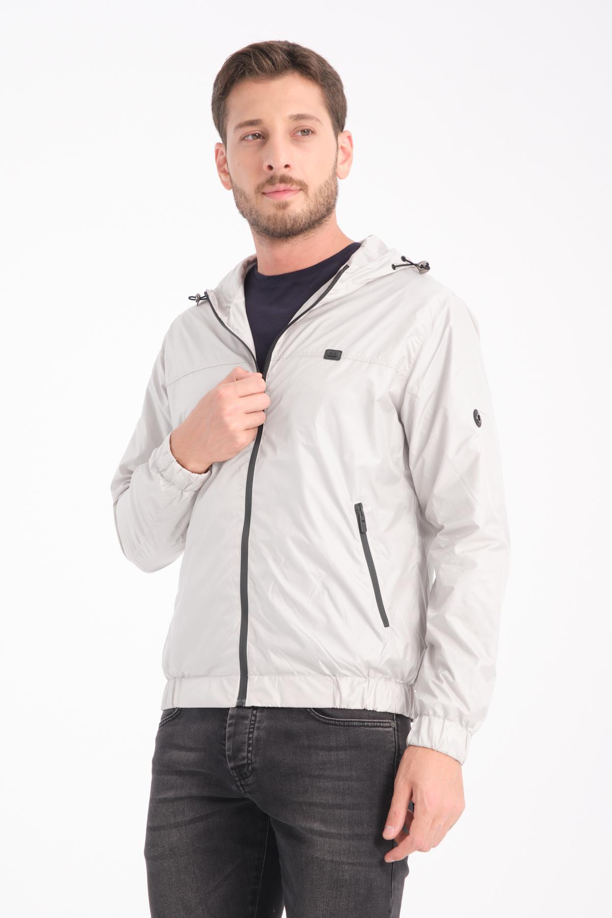 Wholesale Beige Hooded Jersey Lined Spring Jacket 4079T