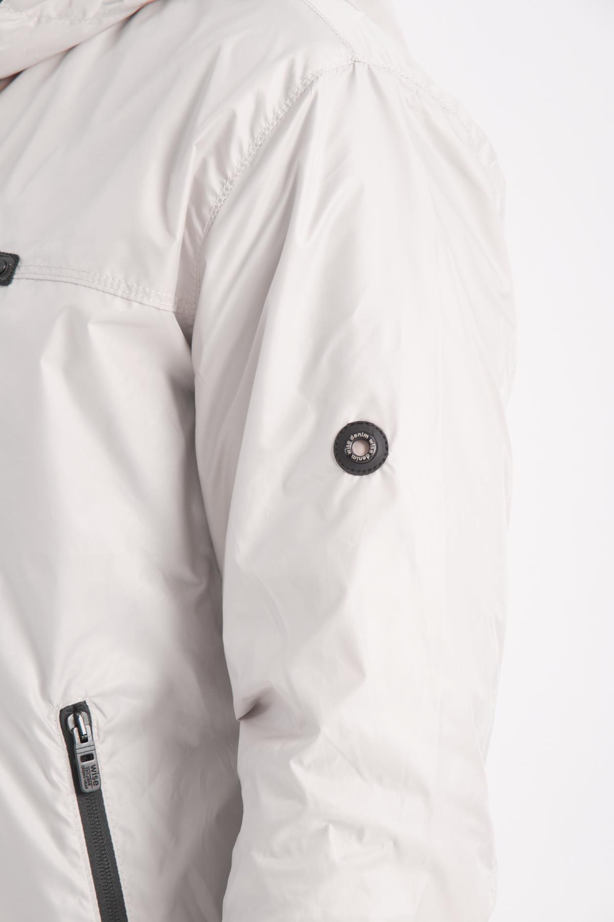 Wholesale Beige Hooded Jersey Lined Spring Jacket 4079T