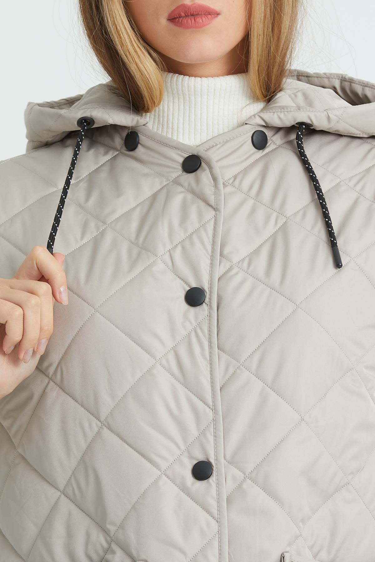 Taş Oversize Uzun Kapitoneli Yelek 3003T
