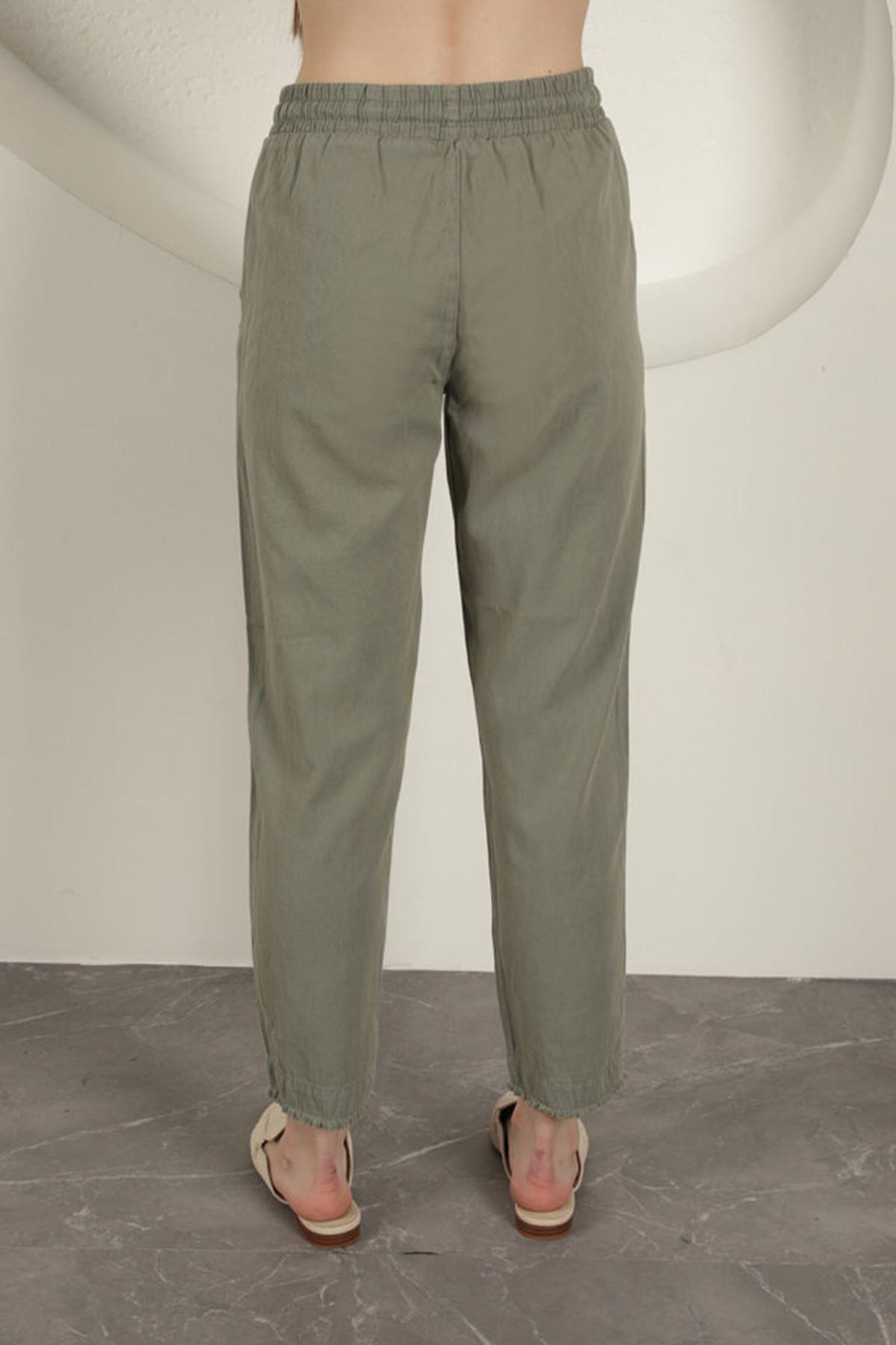 Tasseled Women's Trousers-Khaki