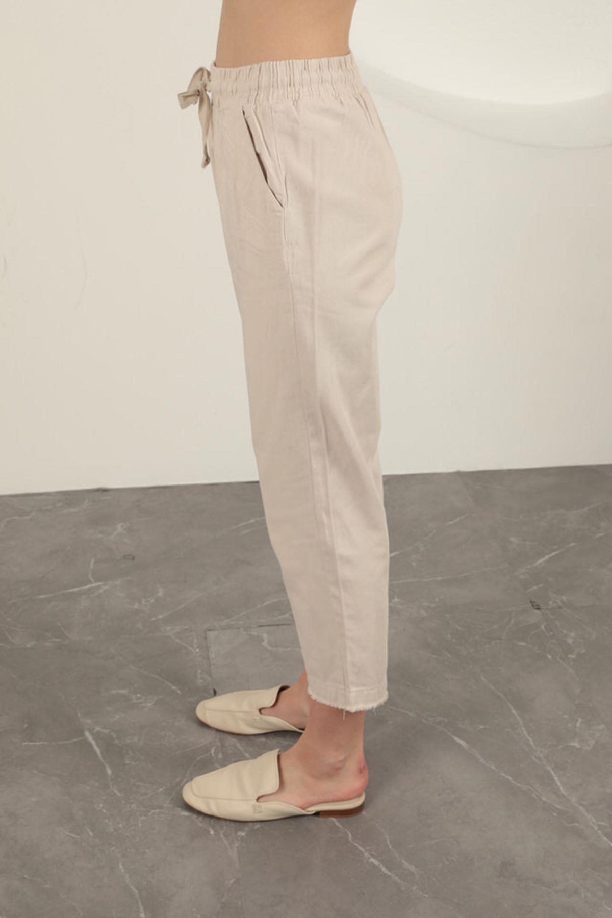 Tasseled Women's Trousers-Stone