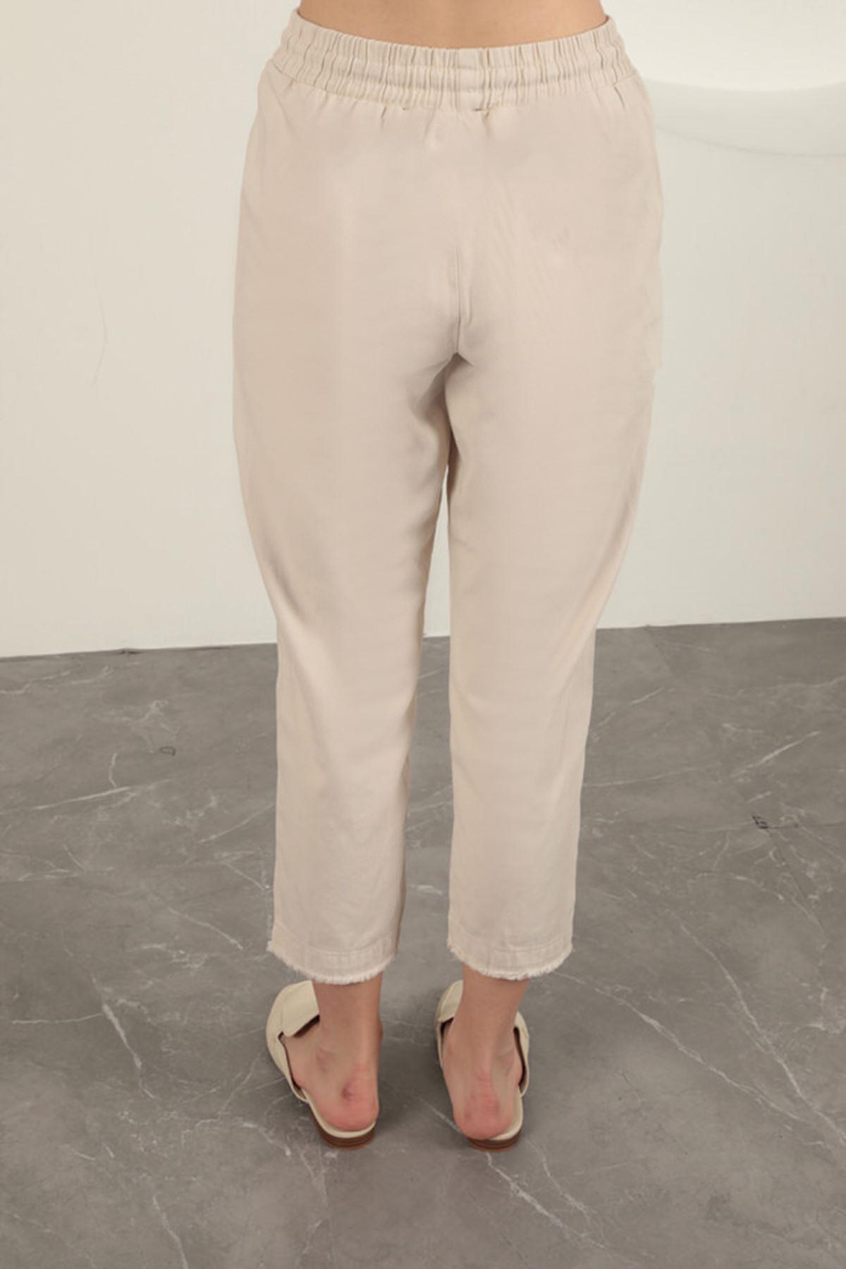 Tasseled Women's Trousers-Stone