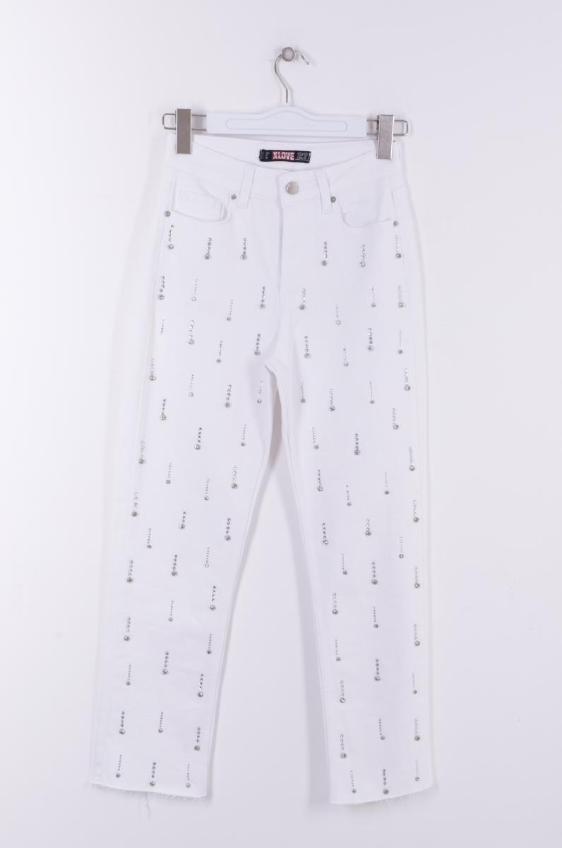 Tek Taraflı Droplı Kot Pantolon 7038-50-(26-31)