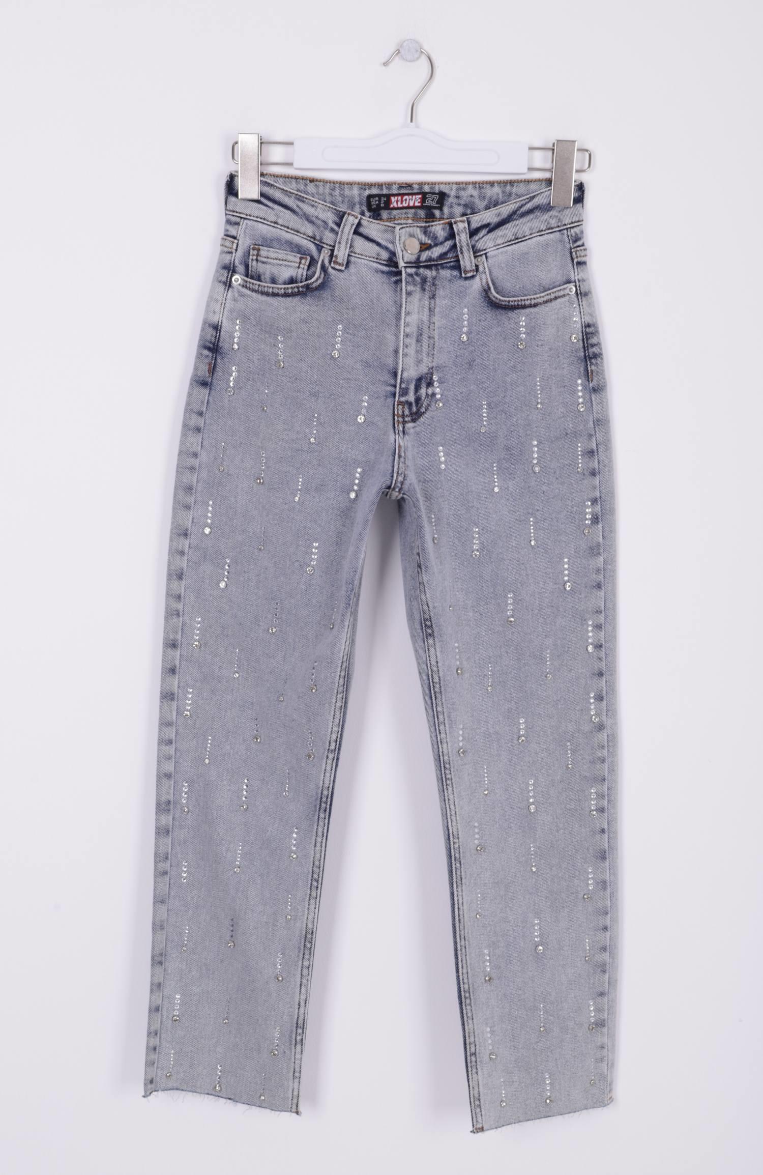 Tek Taraflı Droplı Kot Pantolon 7038-50-(26-31)