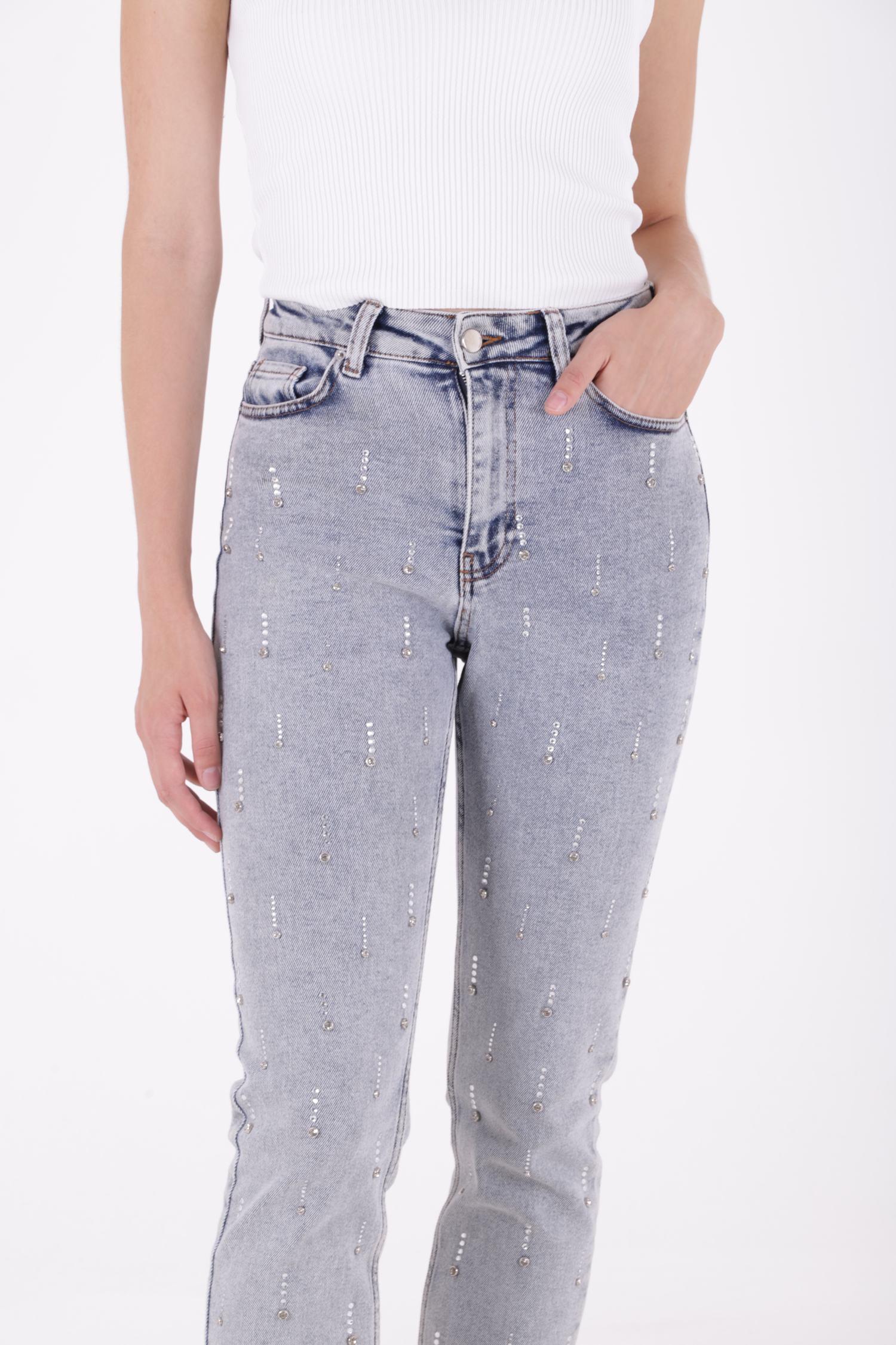 Tek Taraflı Droplı Kot Pantolon 7038-50-(26-31)