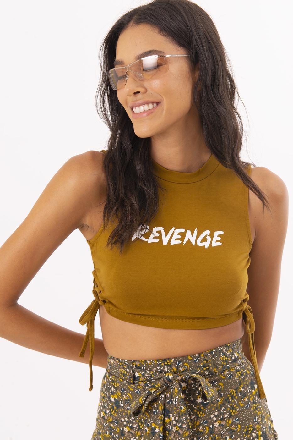 Tie Front Printed Crop Top