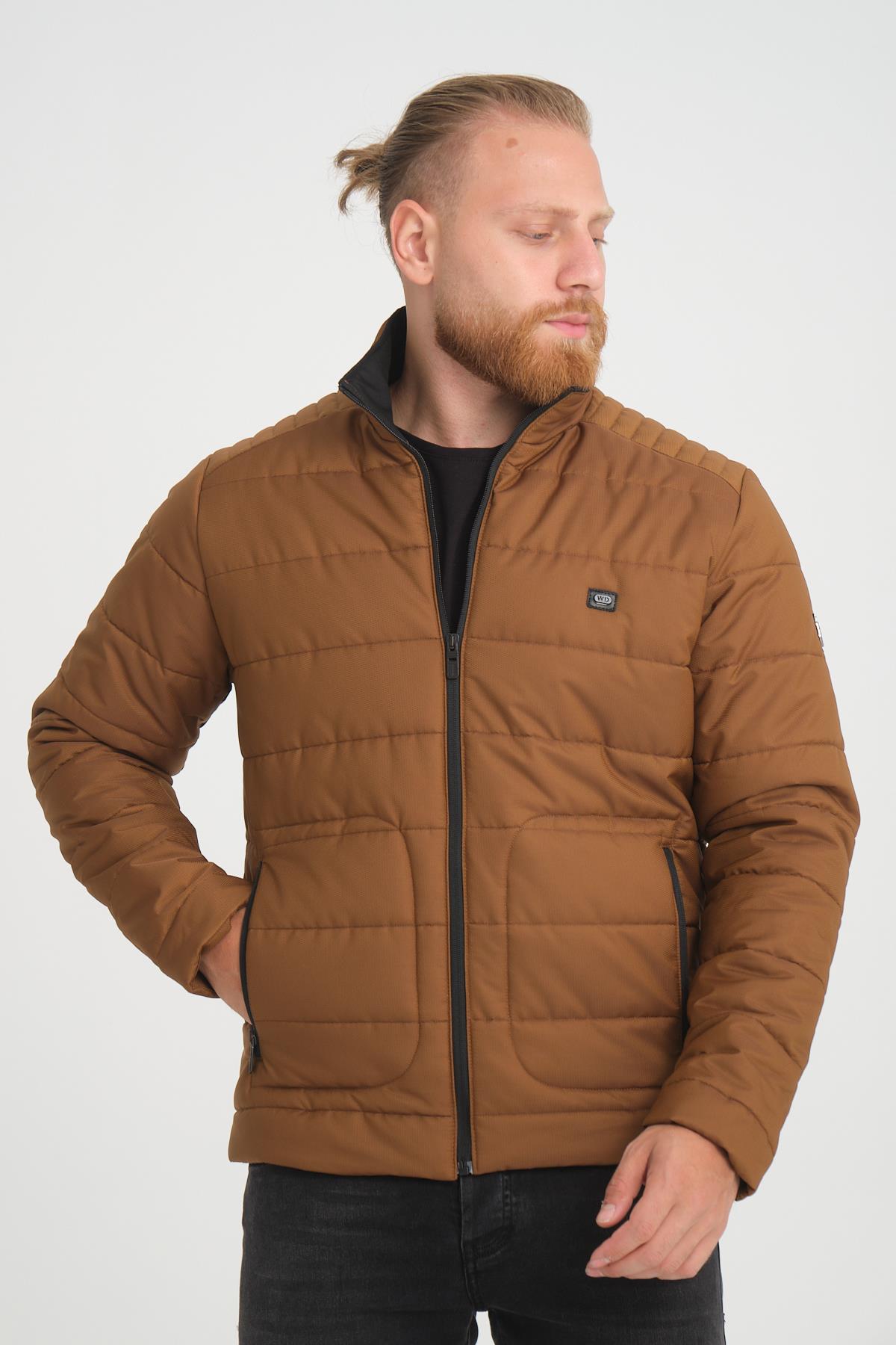 Wholesale Khaki Ripstop Stand Collar Waterproof Jacket 3084T