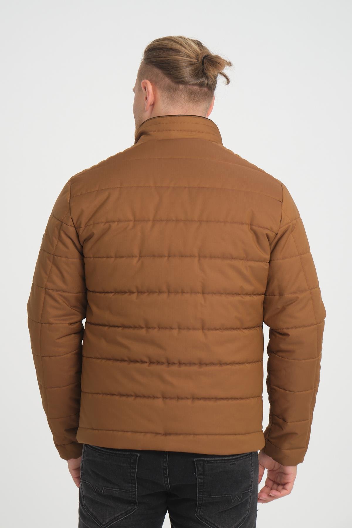 Wholesale Khaki Ripstop Stand Collar Waterproof Jacket 3084T