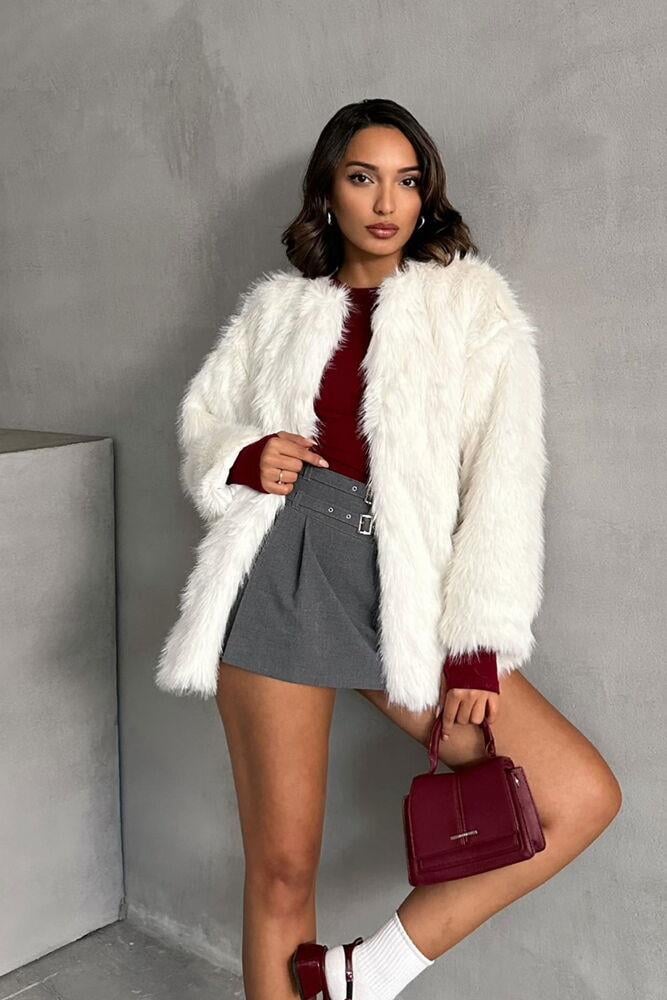 Tüylü Toptan Yelek - Açık Taş | TOPSHOW