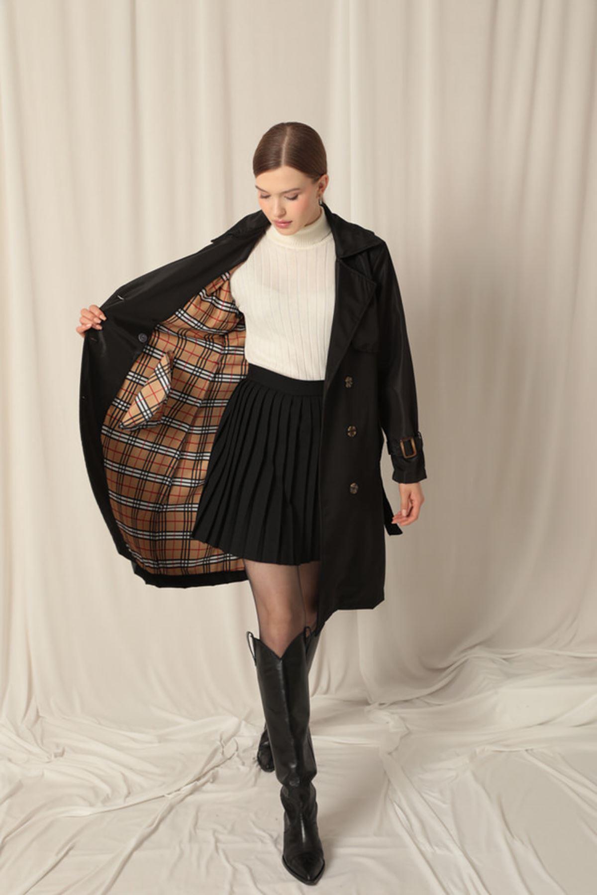 Waterproof Fabric Women's Black Trench Coat