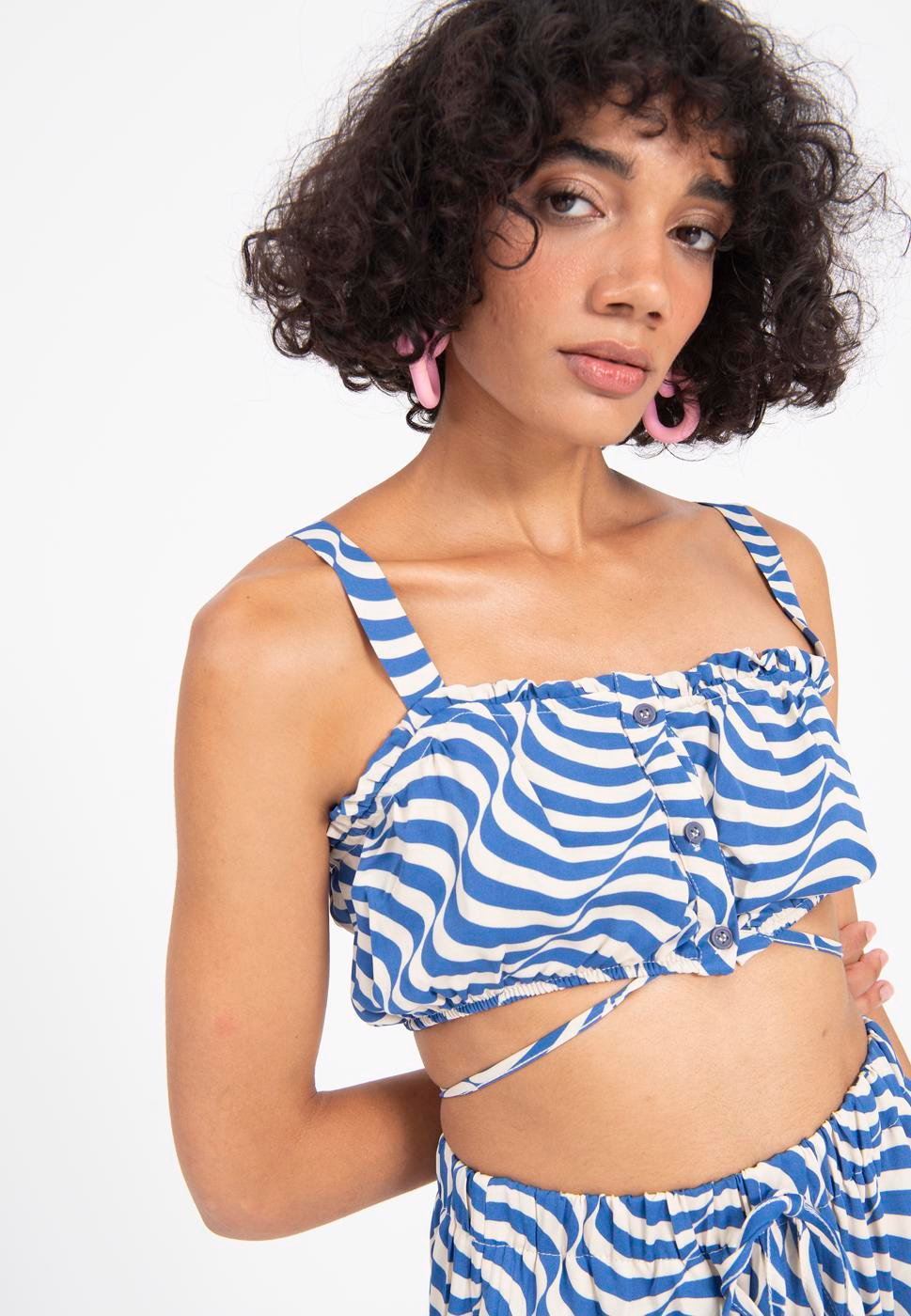 Wave Pattern Strapped Bustier