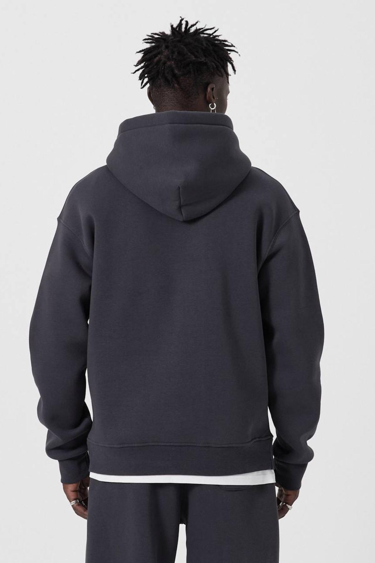 Wholesale Men Anthracite Hoodie with Kangaroo Pocket 739199