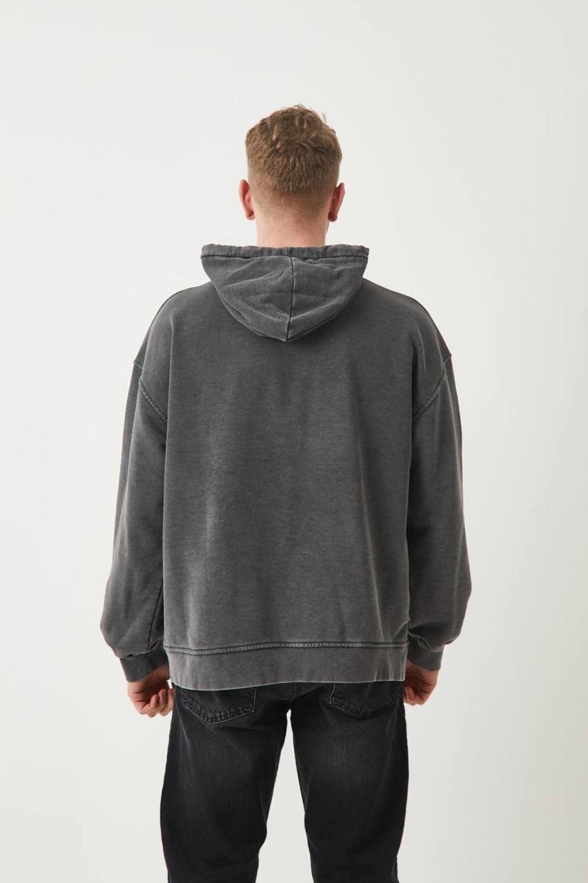 Wholesale Men Anthracite Hoodie with Kangaroo Pocket 739191