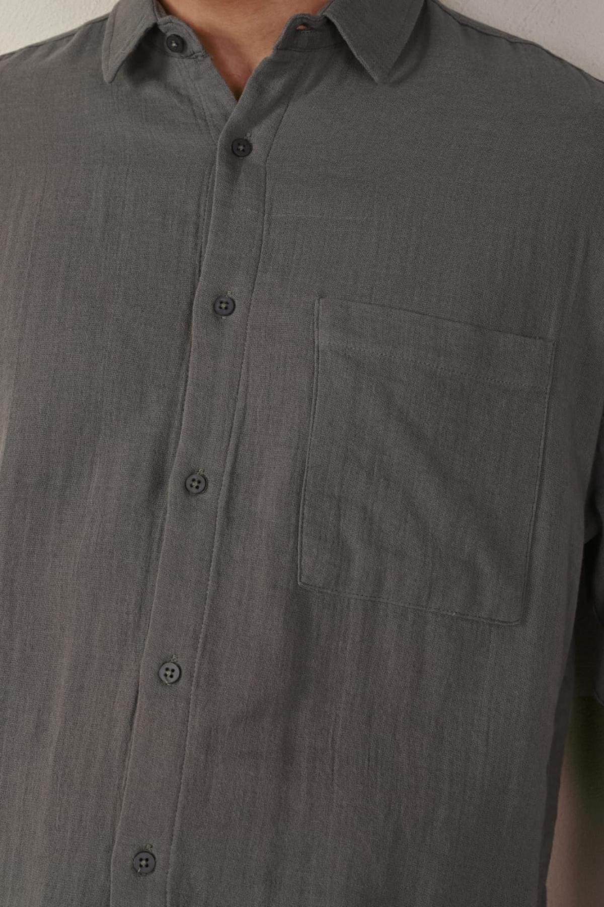 Wholesale Men Anthracite Long-Sleeve Shirt 739150