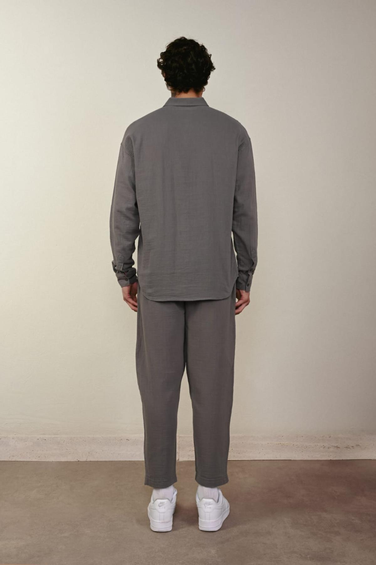 Wholesale Men Anthracite Long-Sleeve Shirt 739150