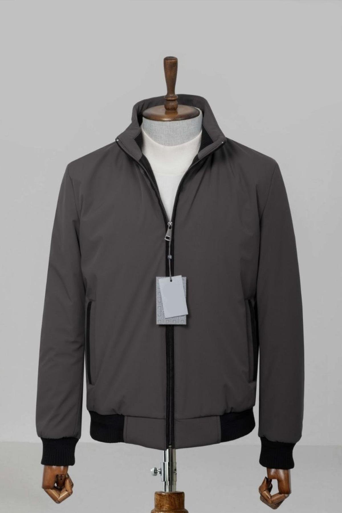 Wholesale Men Anthracite Ribbed Bomber Jacket 738173