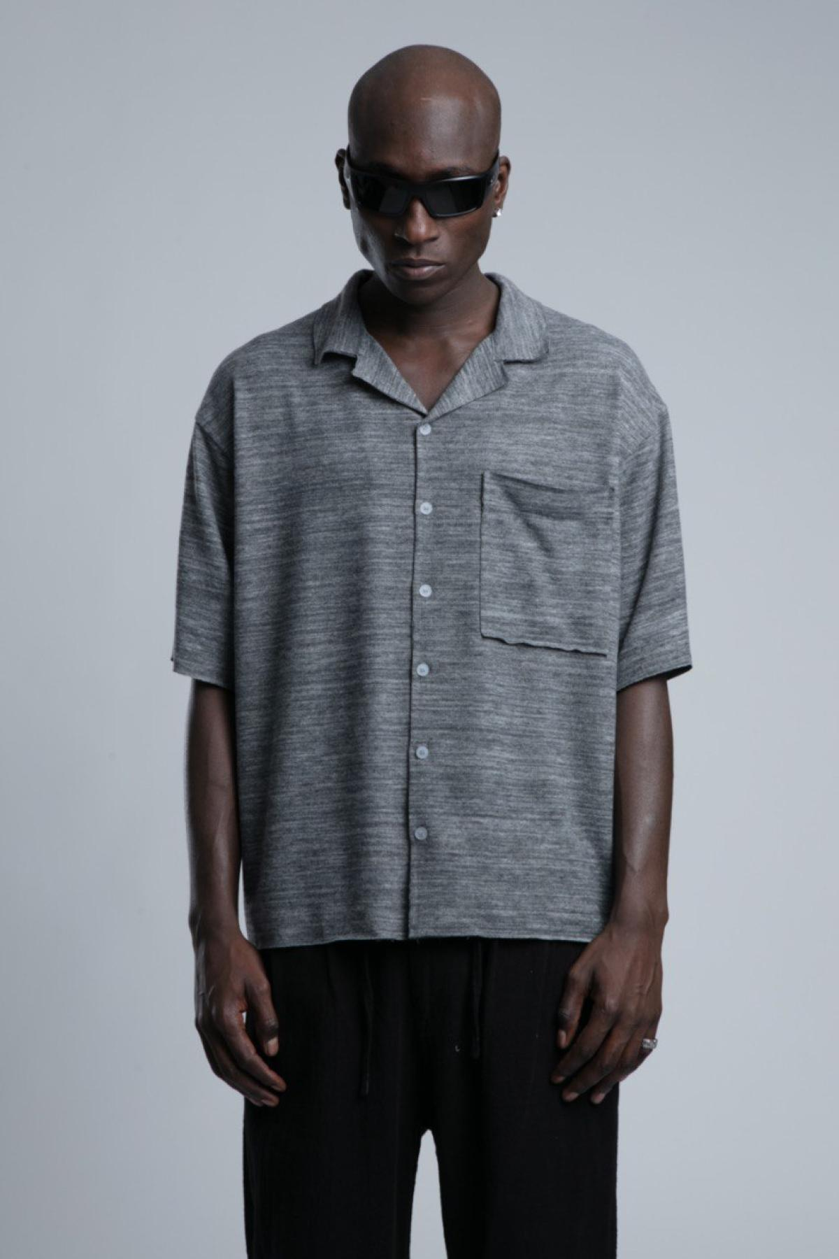 Wholesale Men Anthracite Short Sleeve Shirt 730432