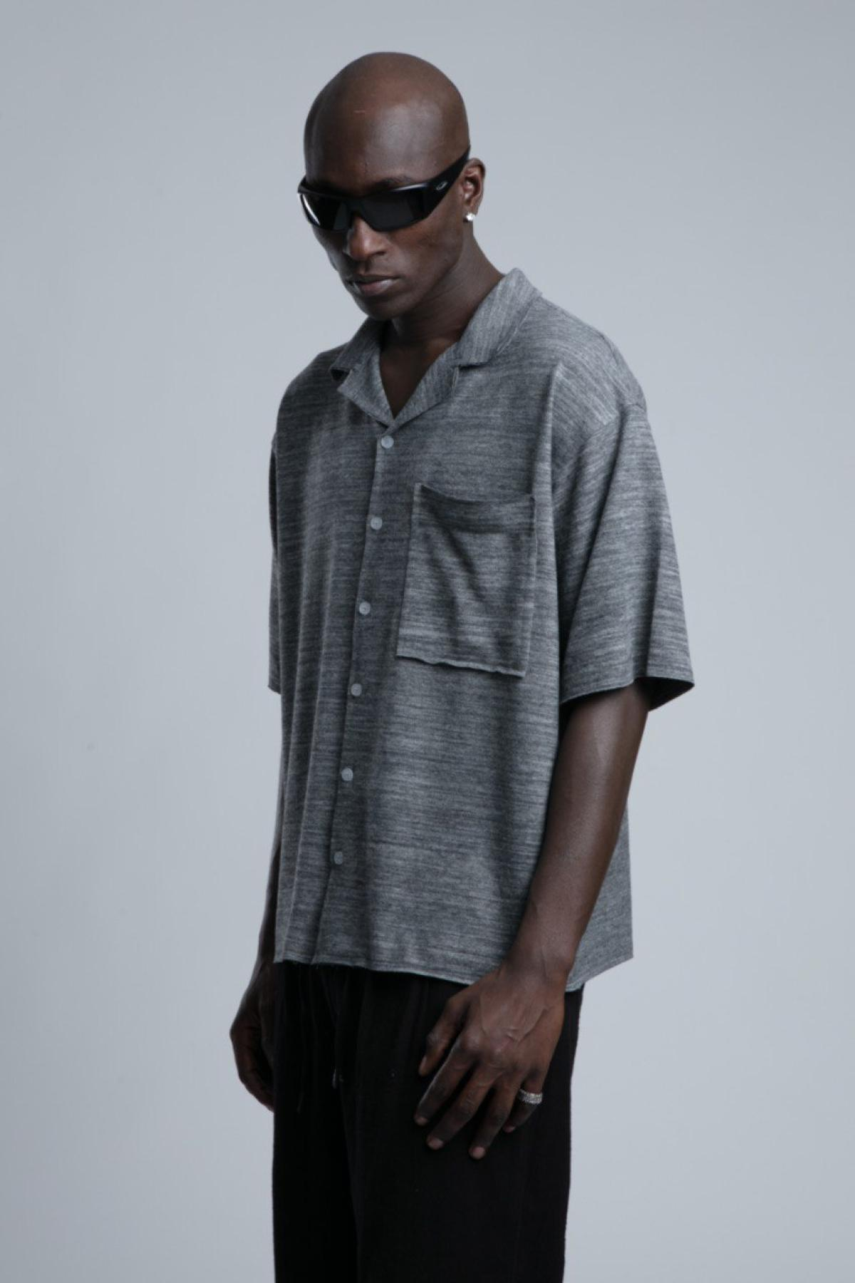 Wholesale Men Anthracite Short Sleeve Shirt 730432
