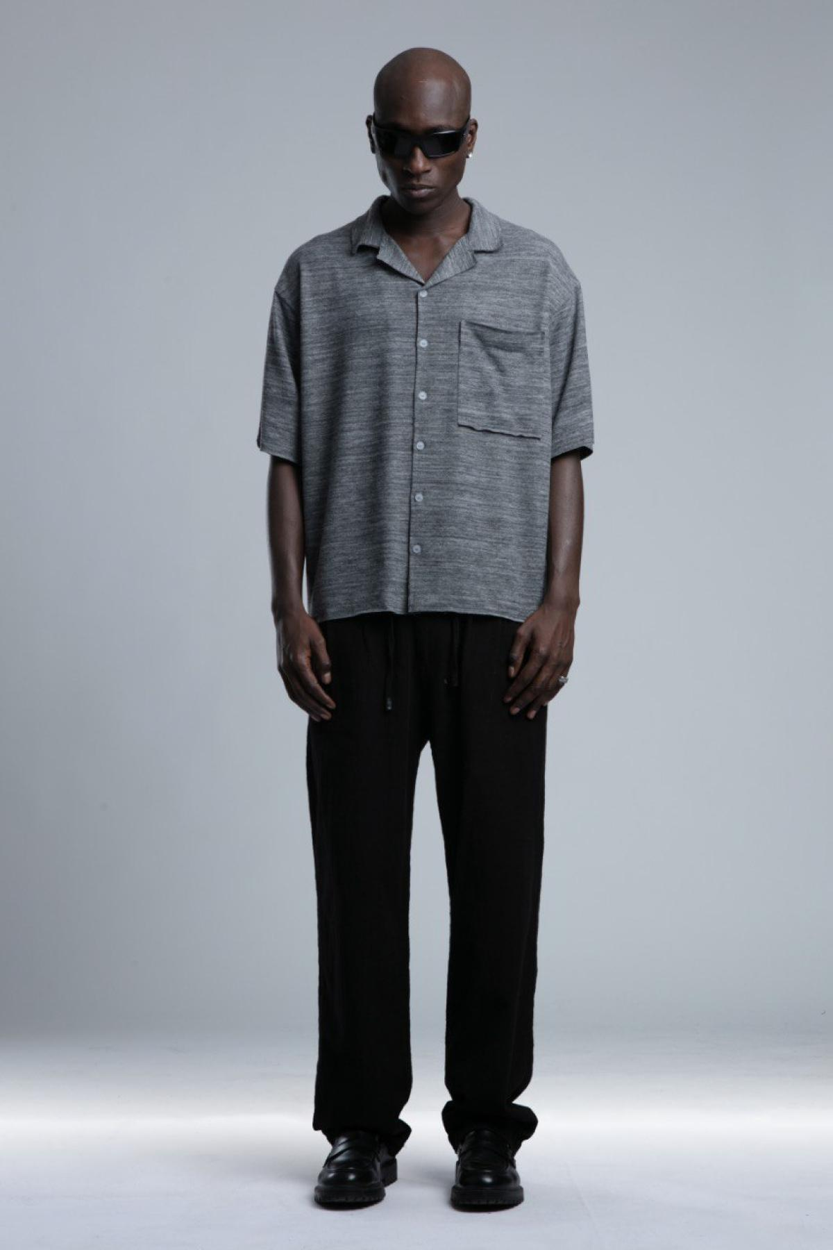 Wholesale Men Anthracite Short Sleeve Shirt 730432