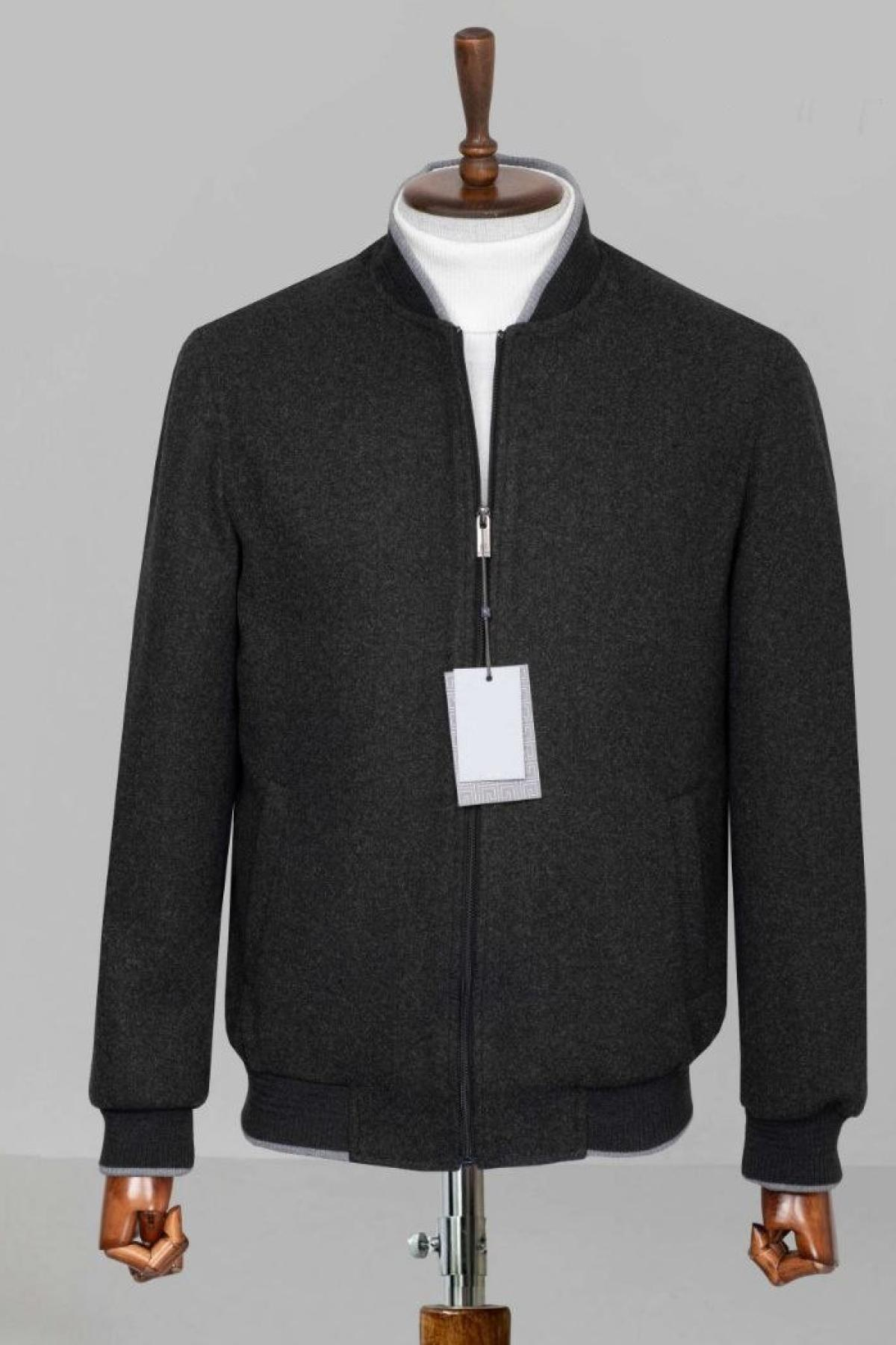 Wholesale Men Anthracite Varsity Jacket 738159
