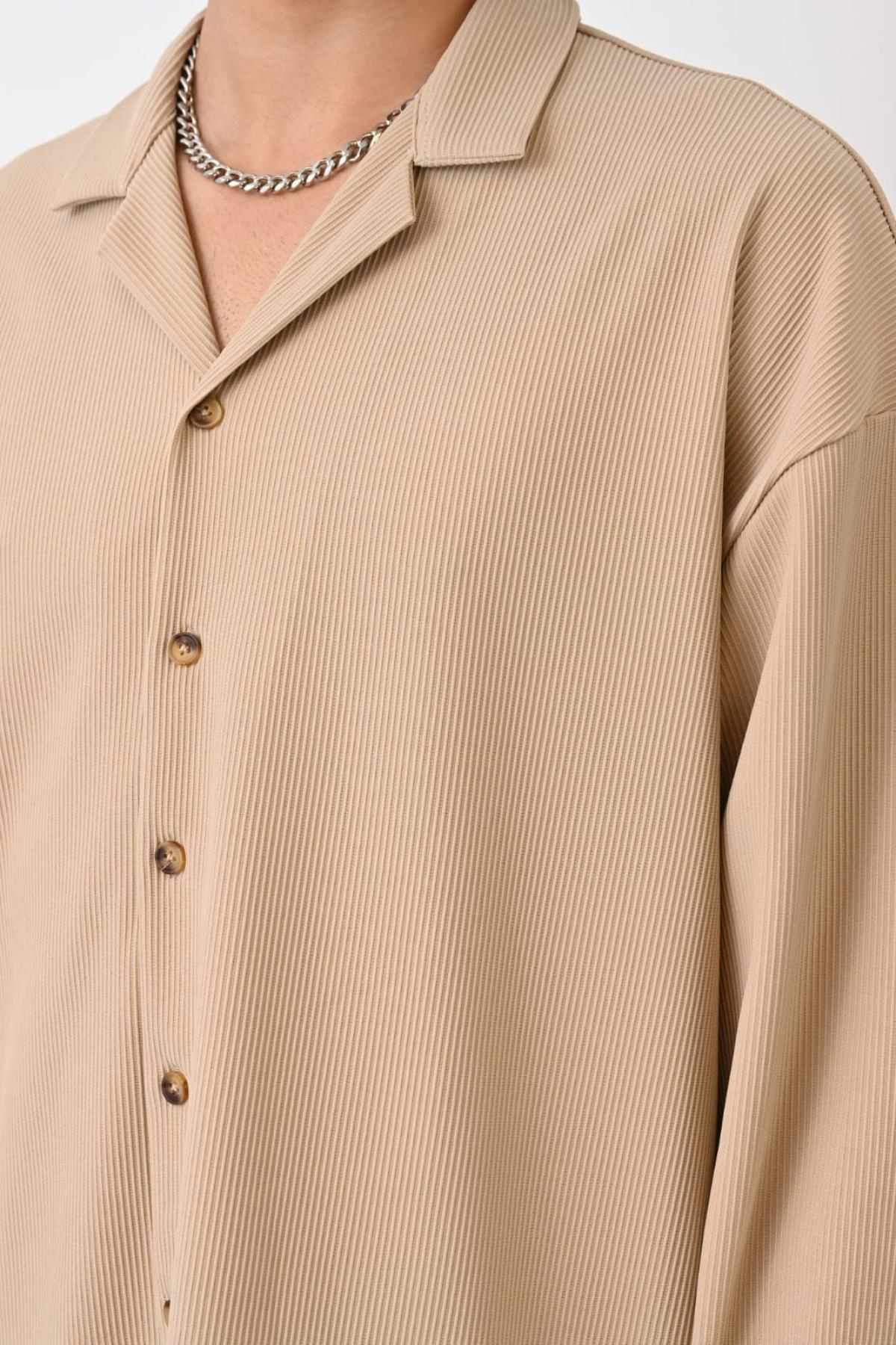 Wholesale Men Beige Long-Sleeve Shirt 739093