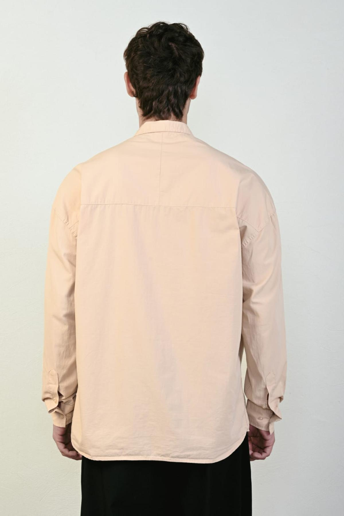 Wholesale Men Beige Long-Sleeve Shirt 739141