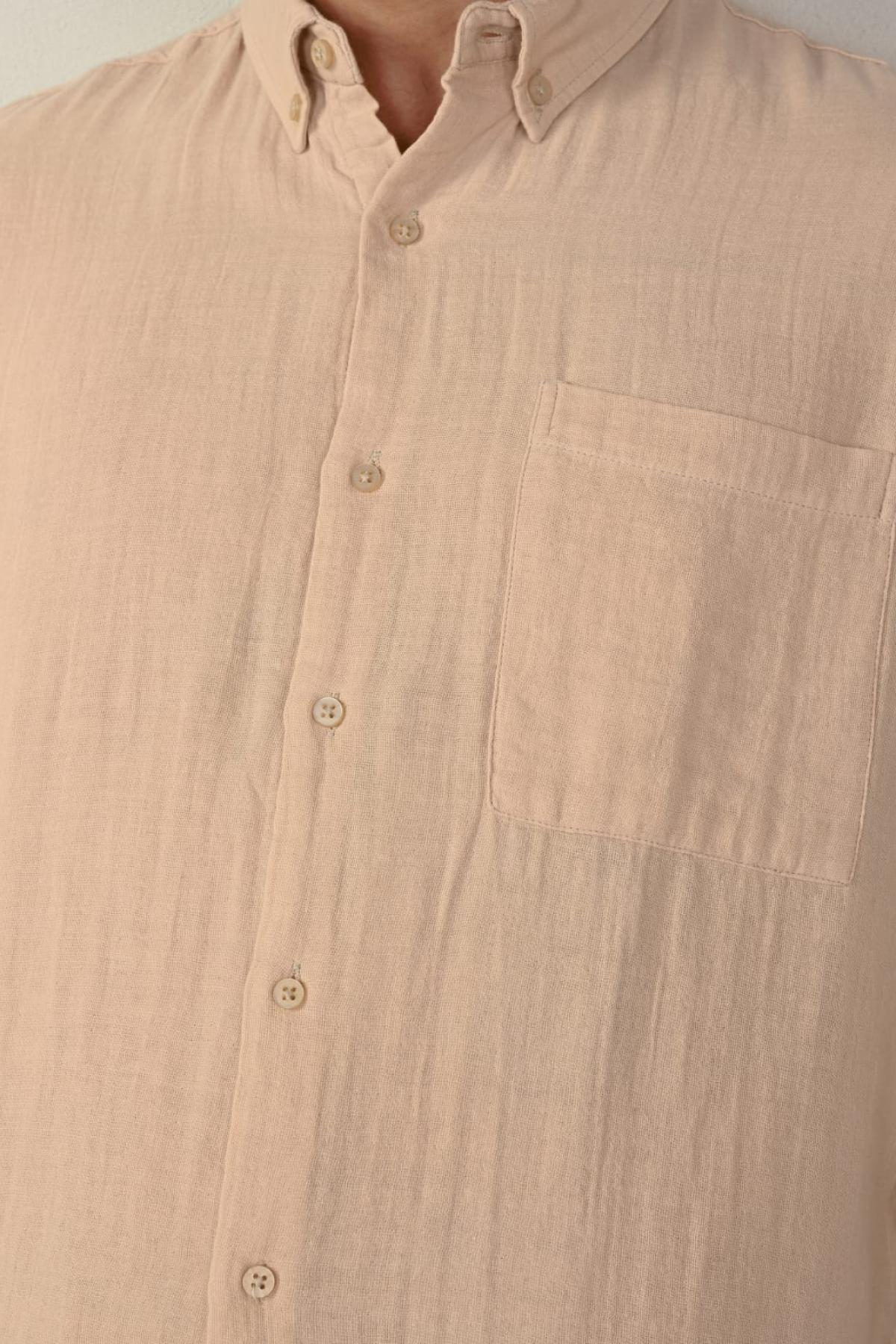 Wholesale Men Beige Long-Sleeve Shirt 739145