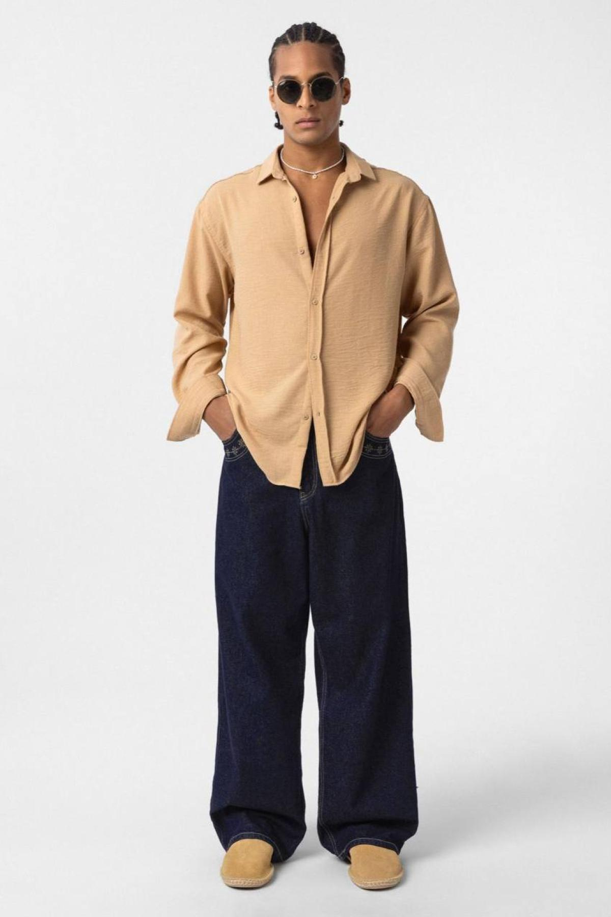 Wholesale Men Biscuit Oversize Shirt 731268