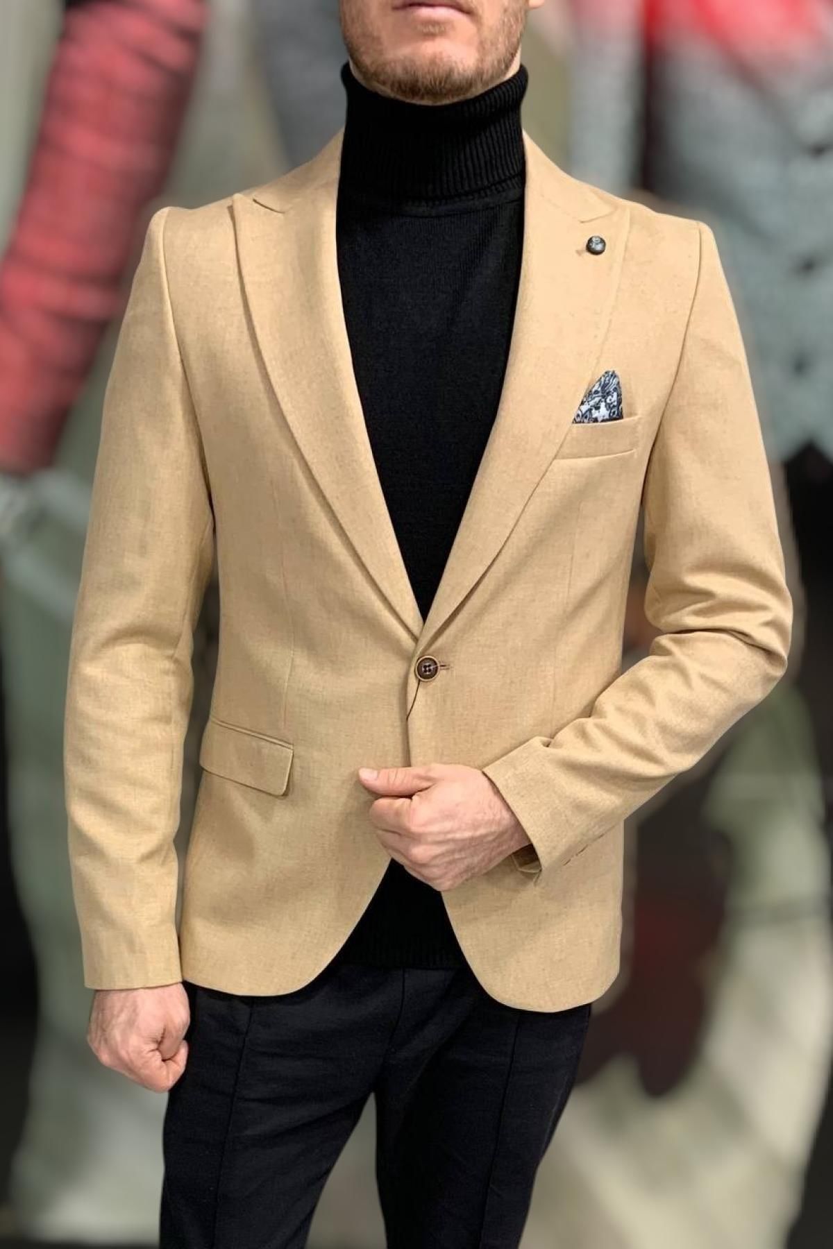 Wholesale Men Biscuit Single Breasted Blazer Jacket 720103