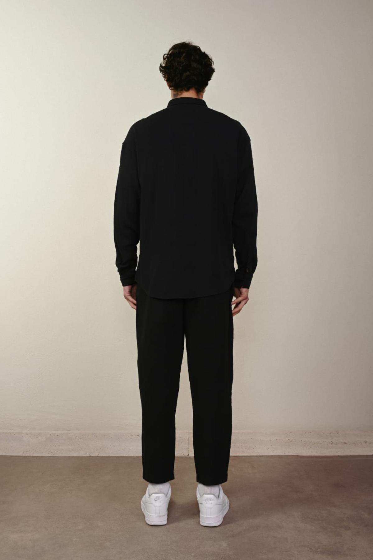 Wholesale Men Black Long-Sleeve Shirt 739143