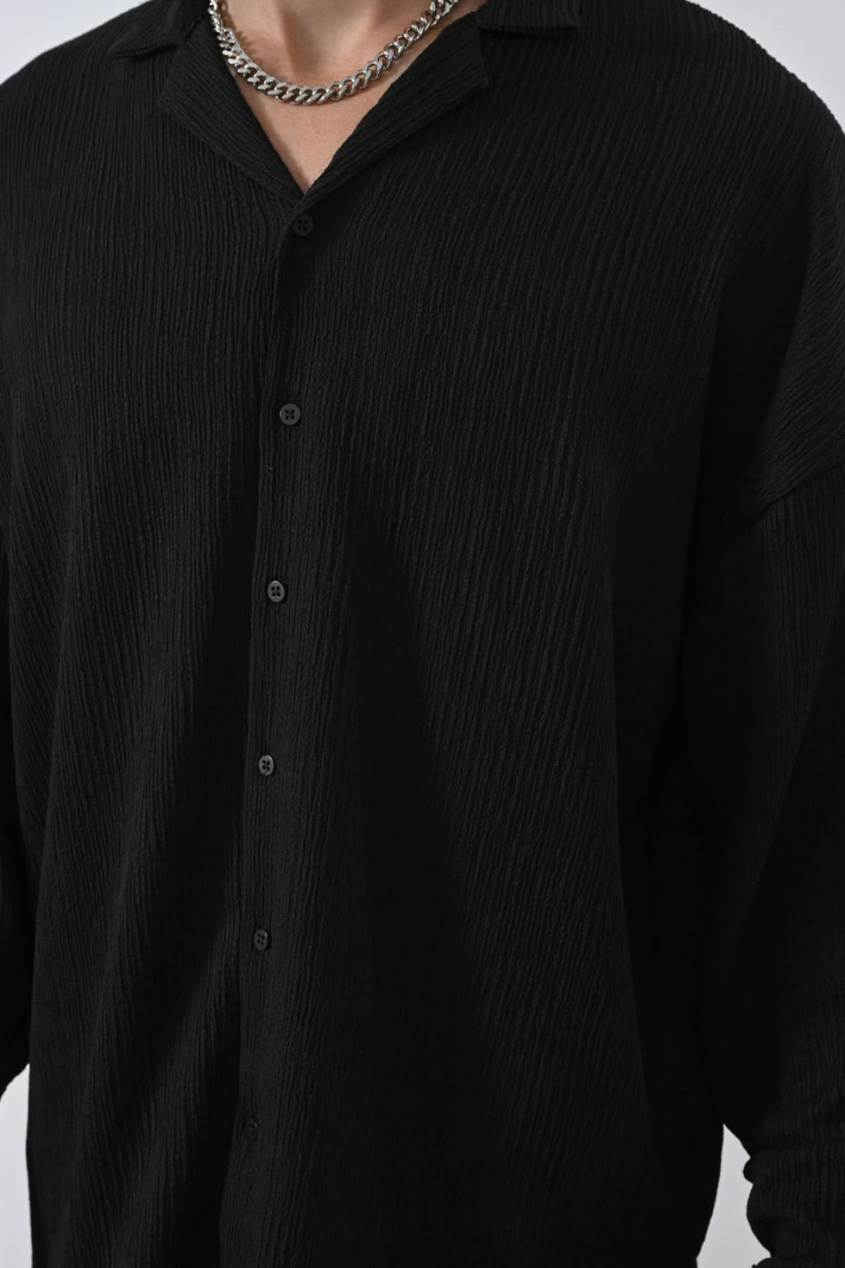 Wholesale Men Black Long-Sleeve Shirt 739107
