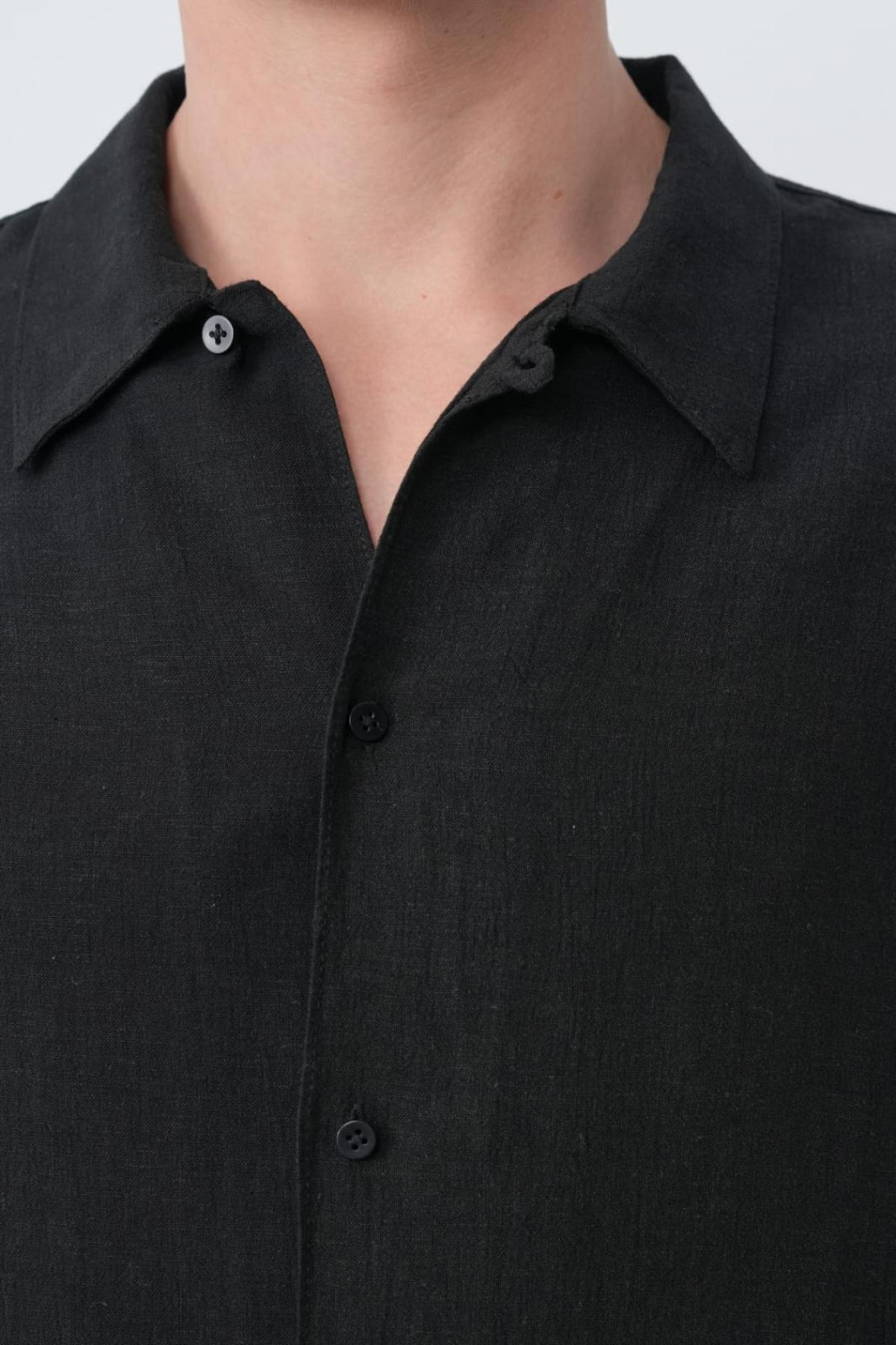 Wholesale Men Black Long-Sleeve Shirt 739082
