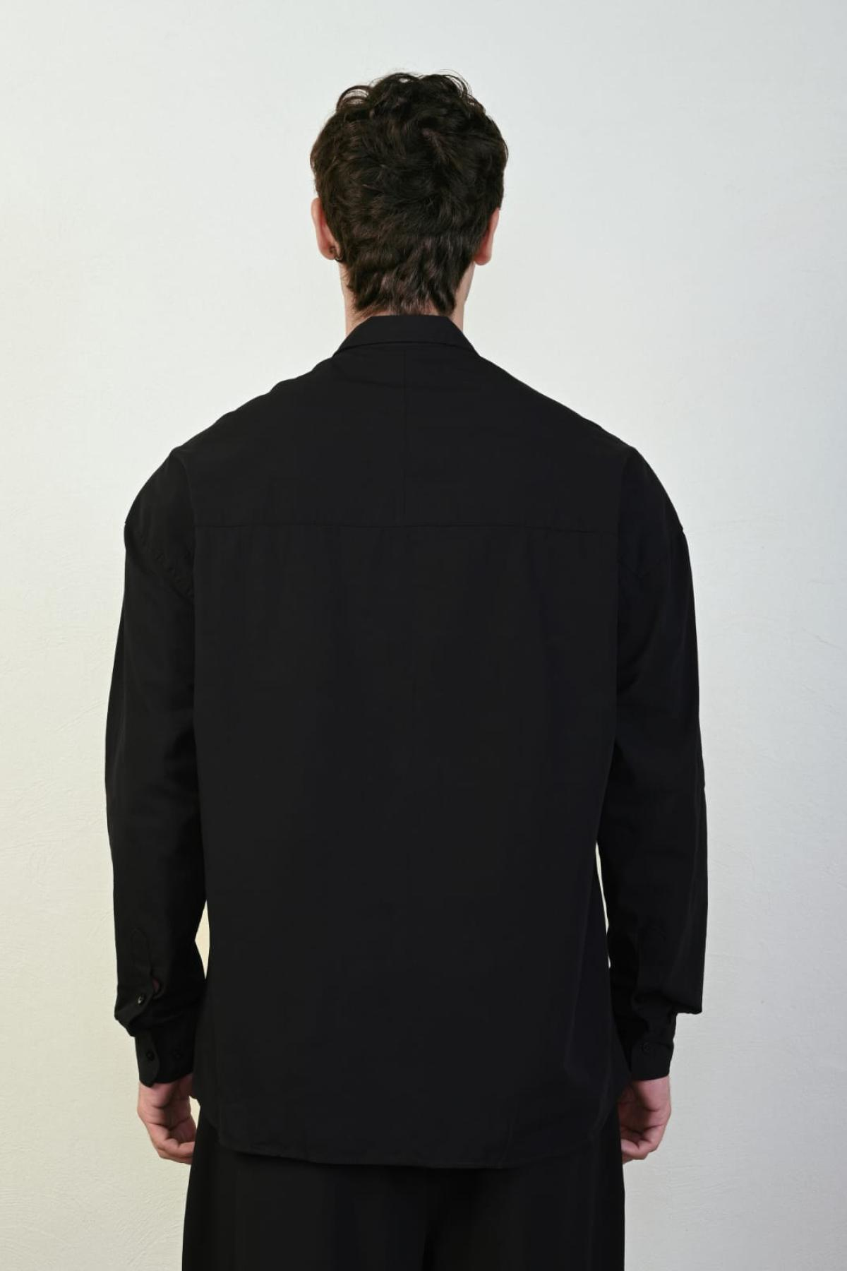 Wholesale Men Black Long-Sleeve Shirt 739142