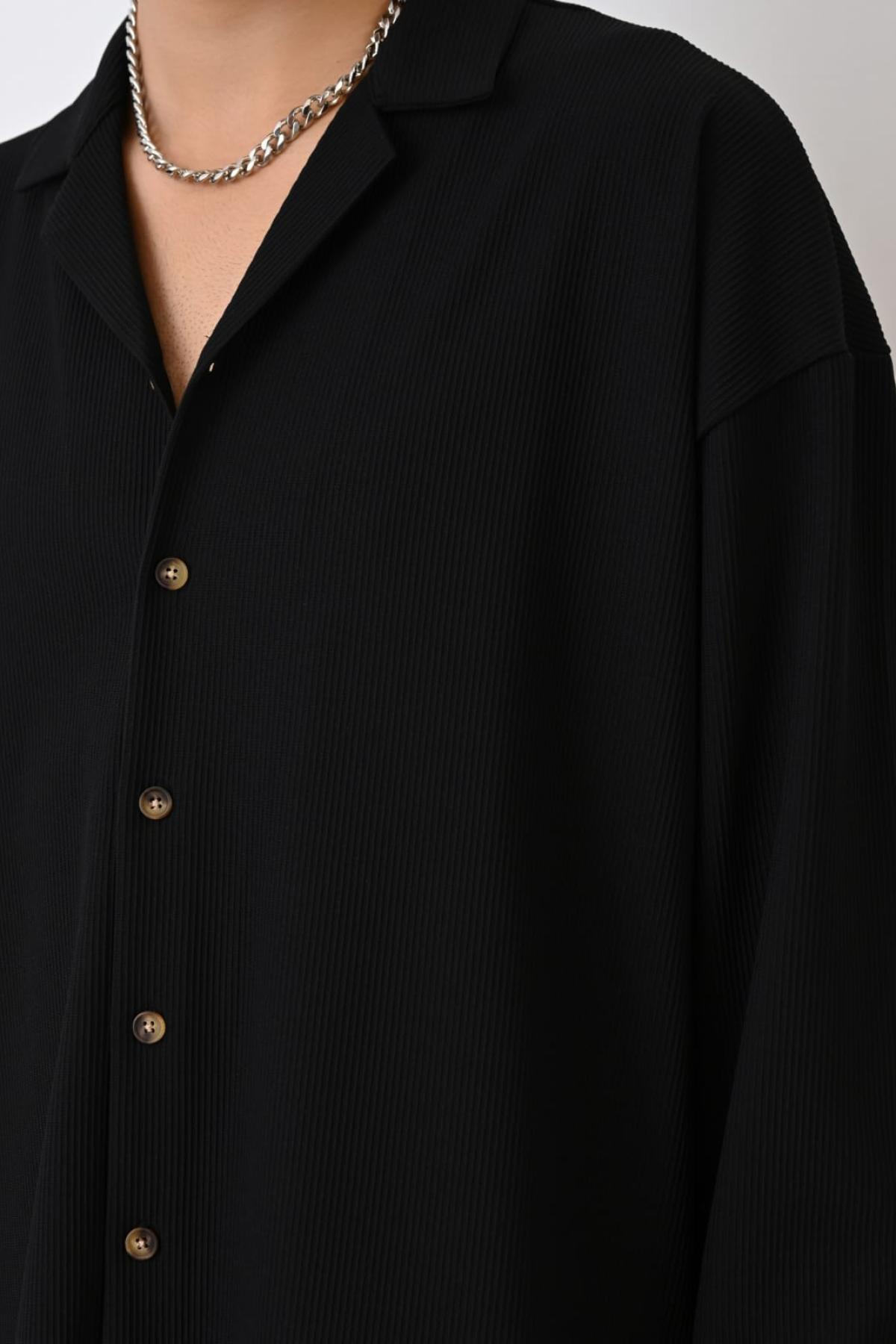 Wholesale Men Black Long-Sleeve Shirt 739091