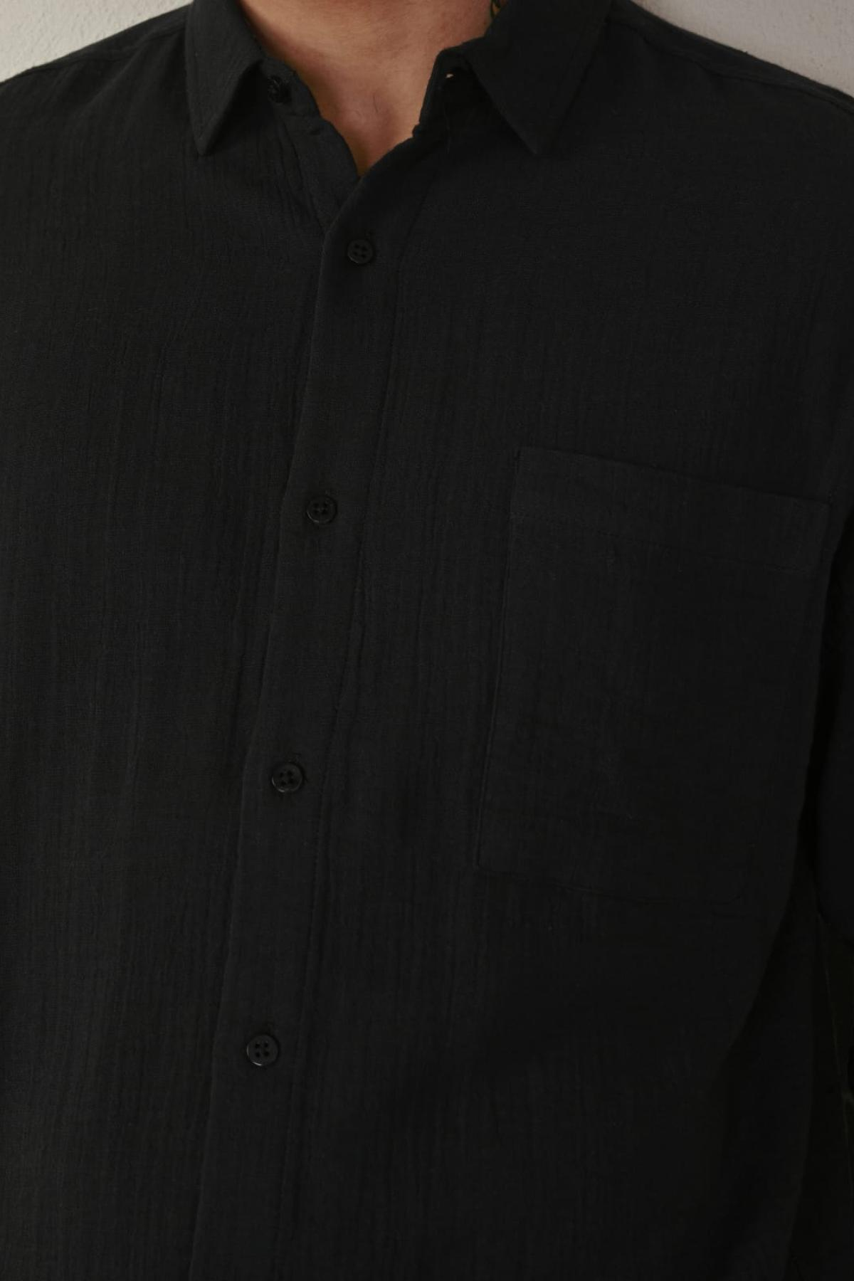 Wholesale Men Black Long-Sleeve Shirt 739143