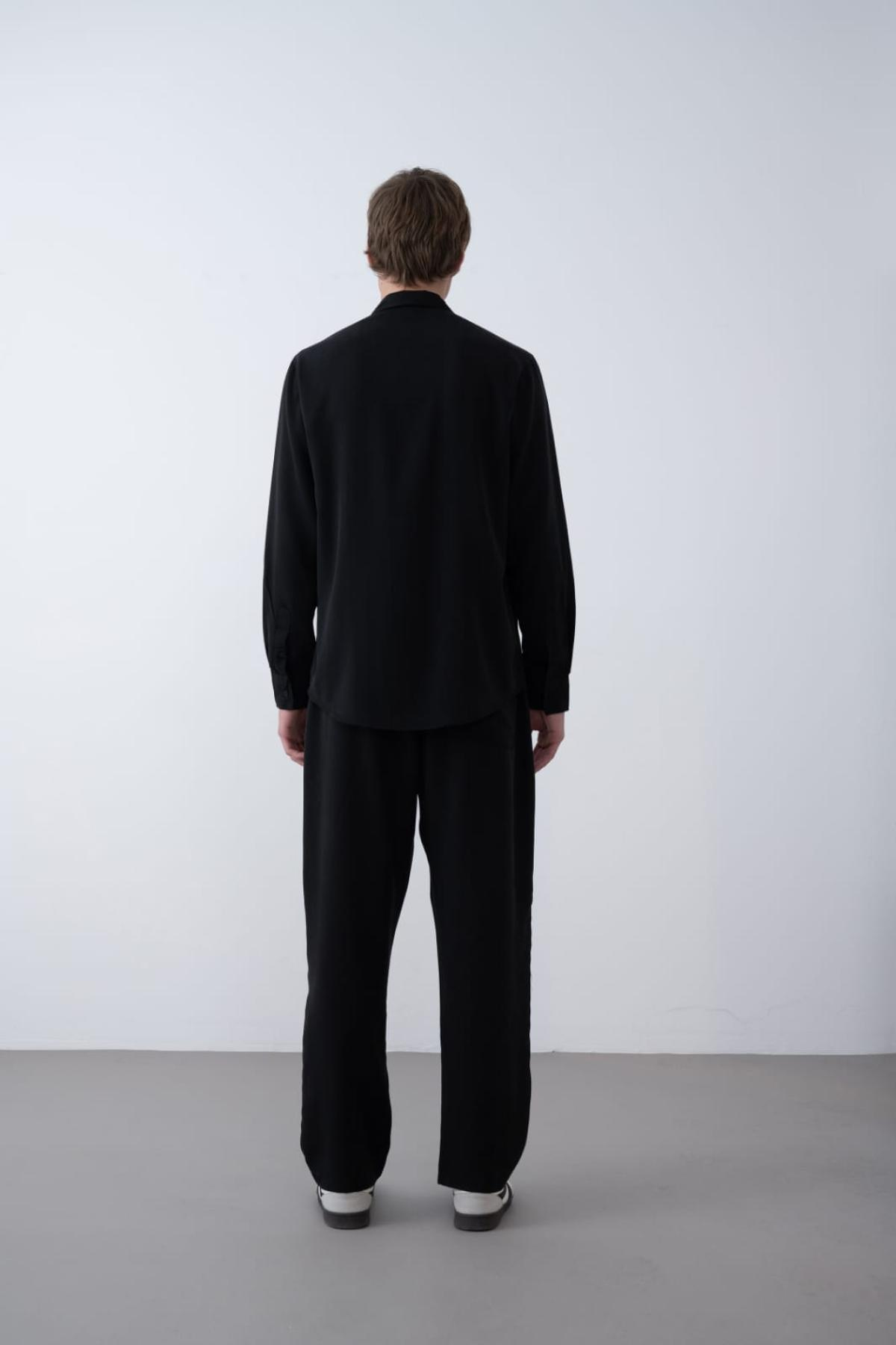 Wholesale Men Black Long-Sleeve Shirt 739124