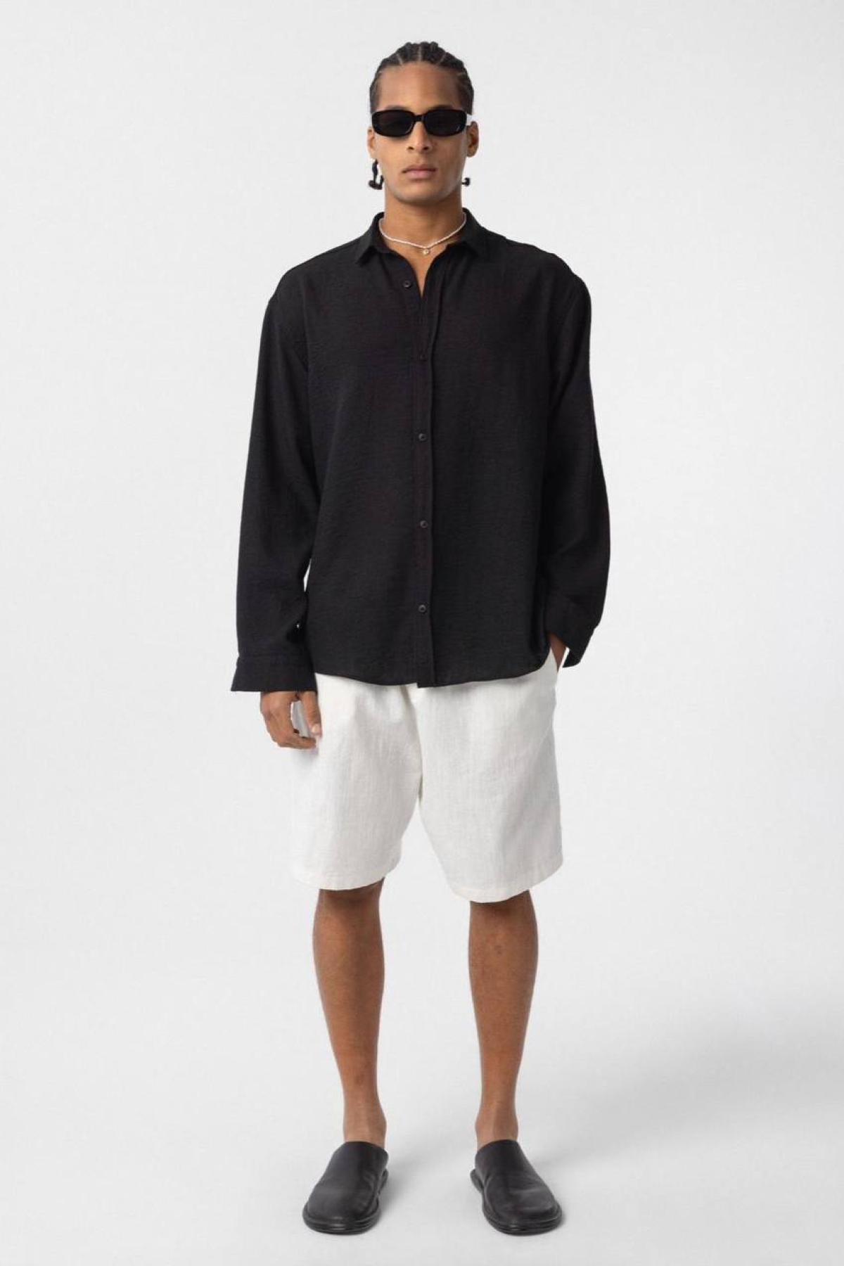 Wholesale Men Black Oversize Shirt 731266