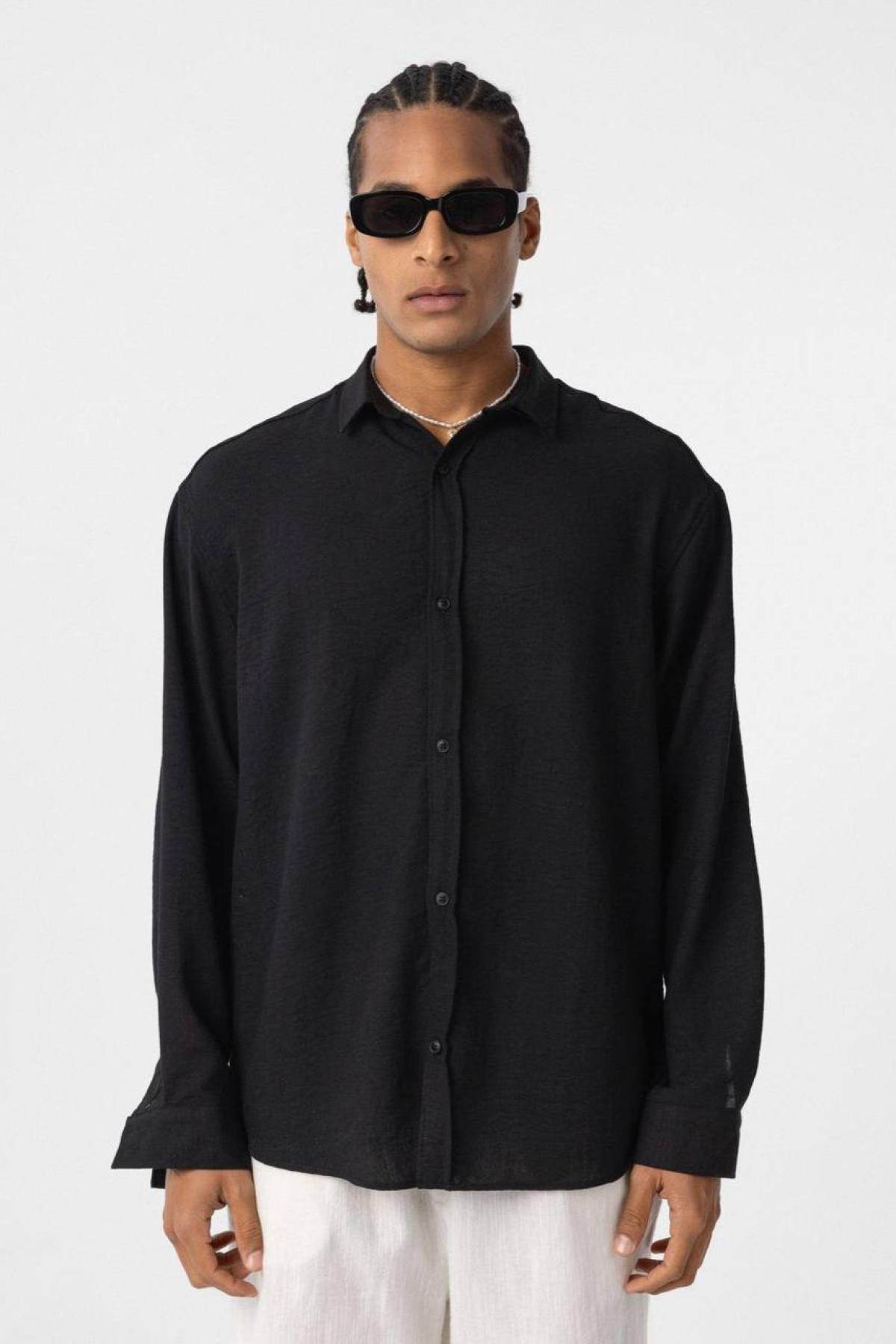 Wholesale Men Black Oversize Shirt 731266