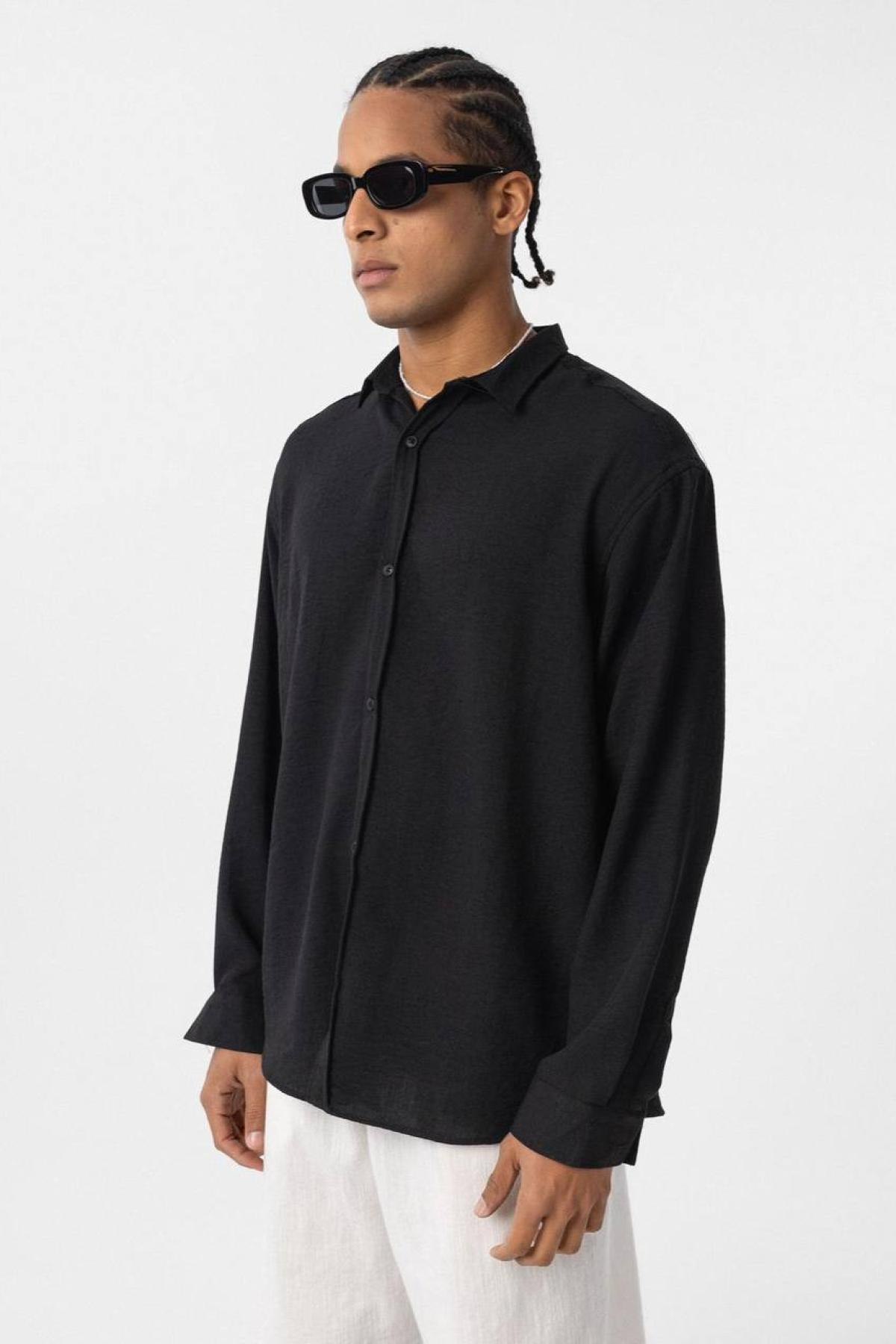 Wholesale Men Black Oversize Shirt 731266