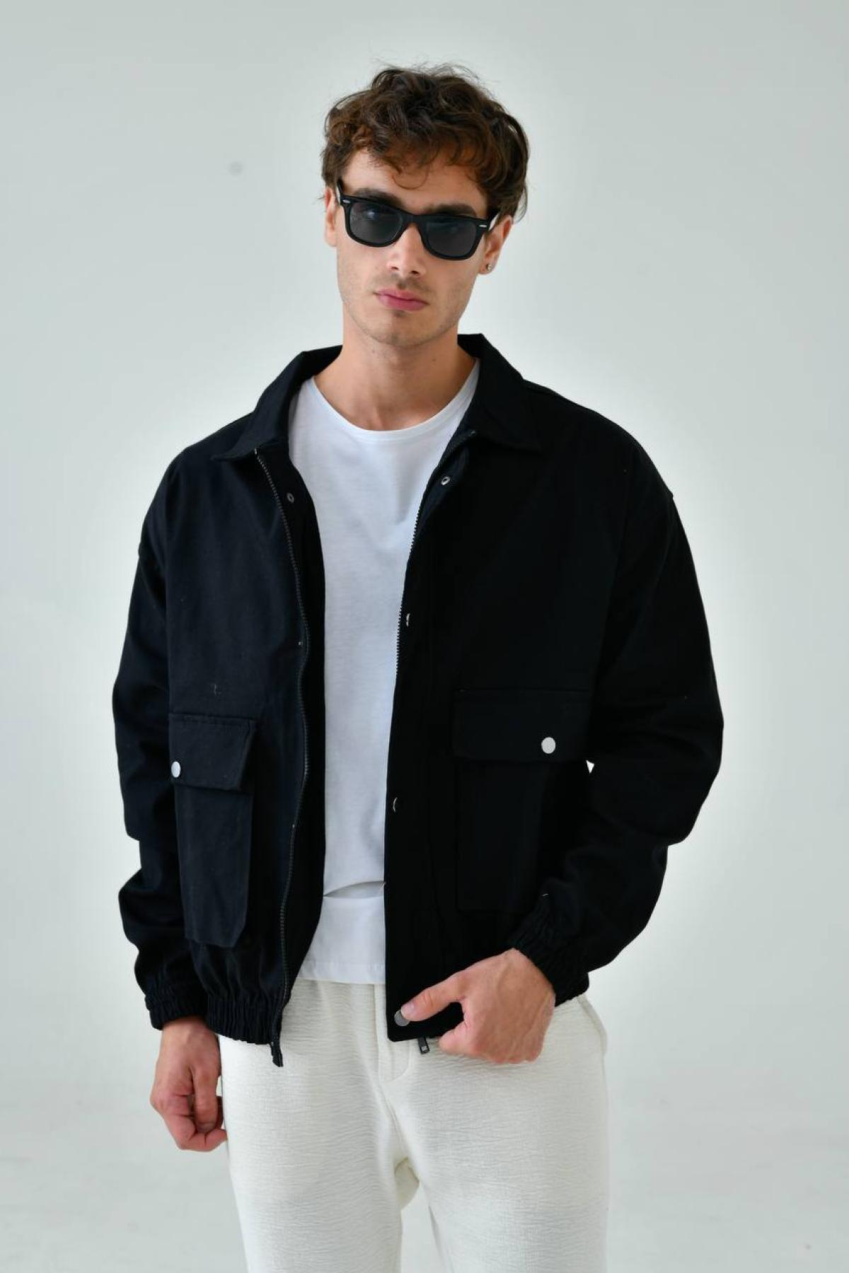 Wholesale Men Black Oversized Jacket 739168