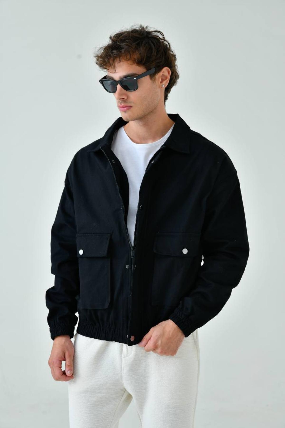 Wholesale Men Black Oversized Jacket 739168