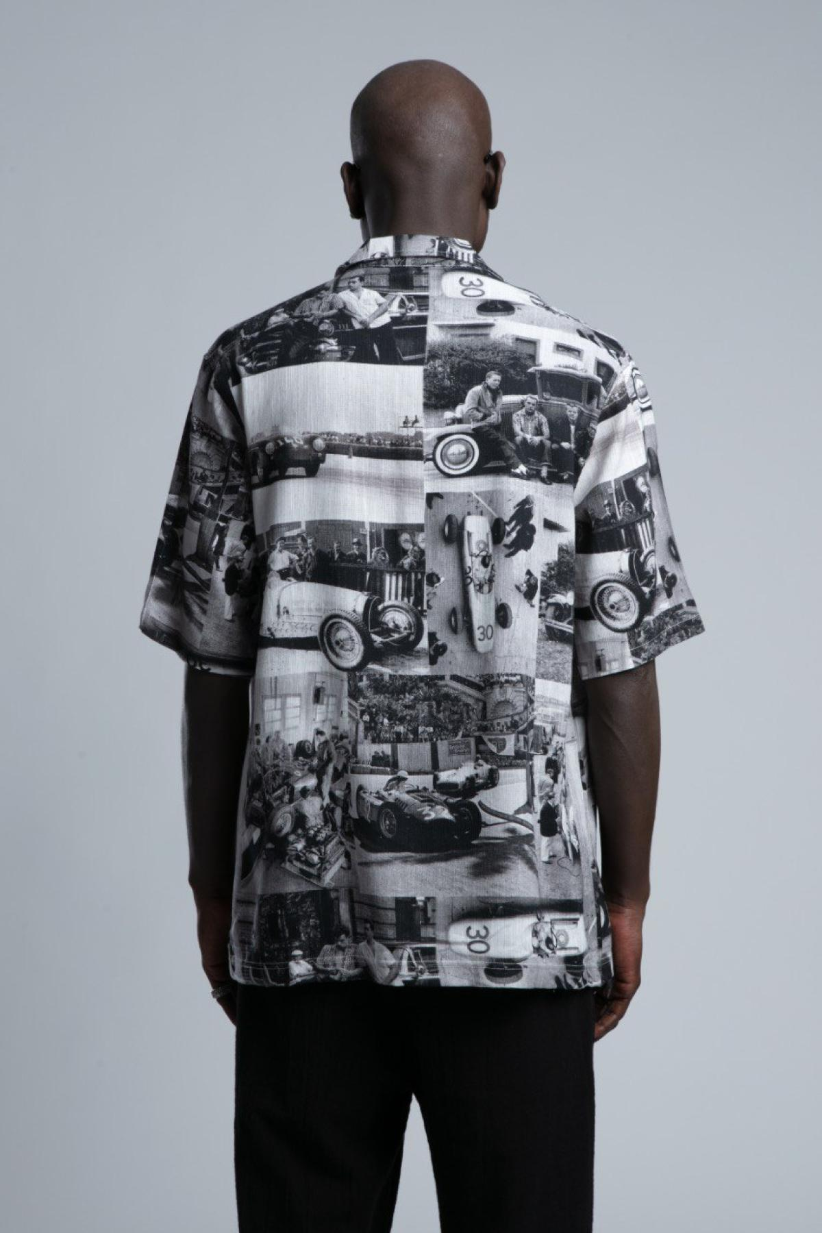 Wholesale Men Black Printed Short Sleeve Shirt 729980