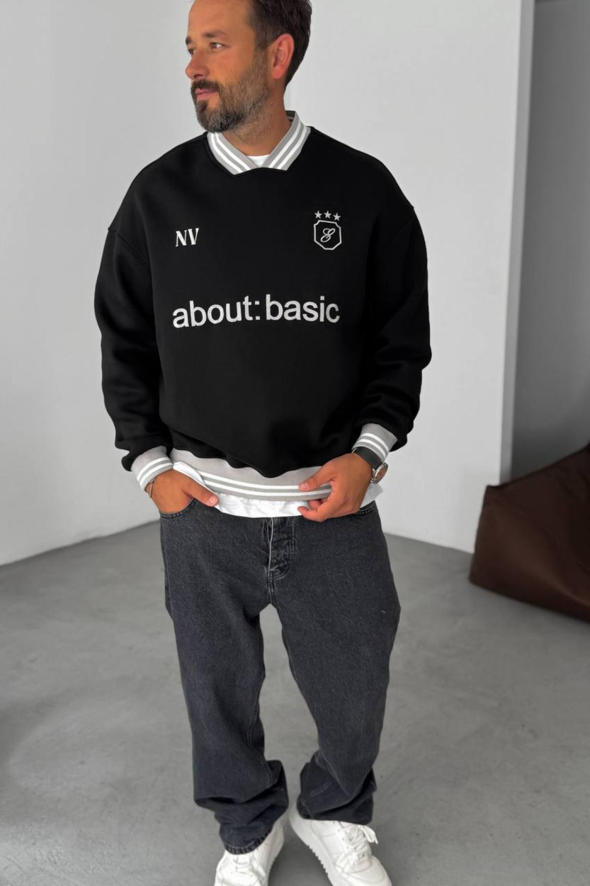 Wholesale Men Black Printed Sweatshirt 739122