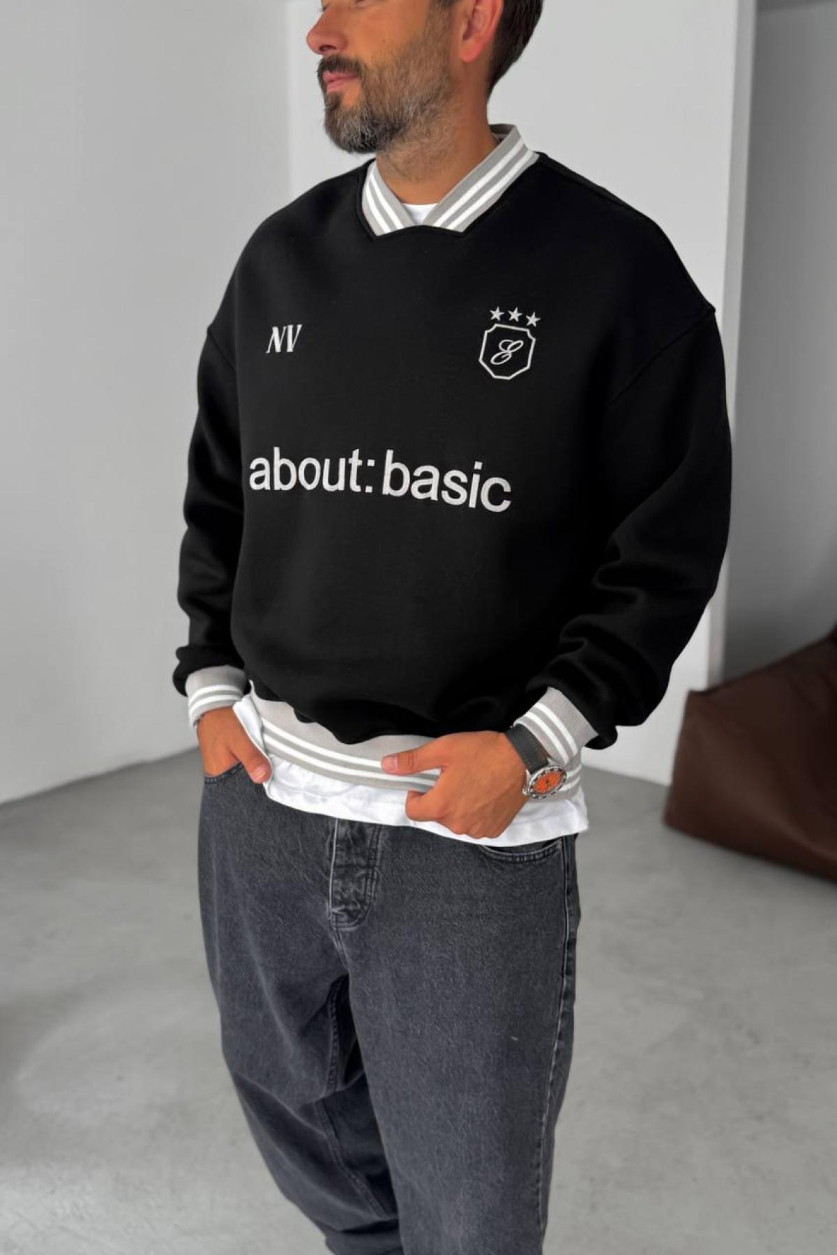 Wholesale Men Black Printed Sweatshirt 739122